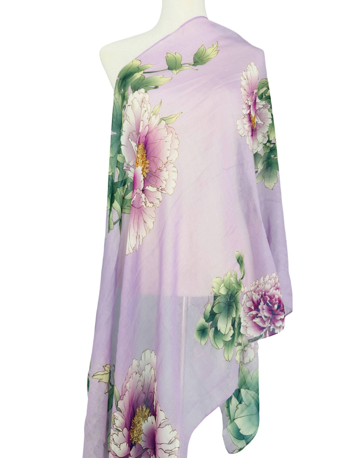 Pink-Purple Super Soft Beautiful Peony Blooms Scarf