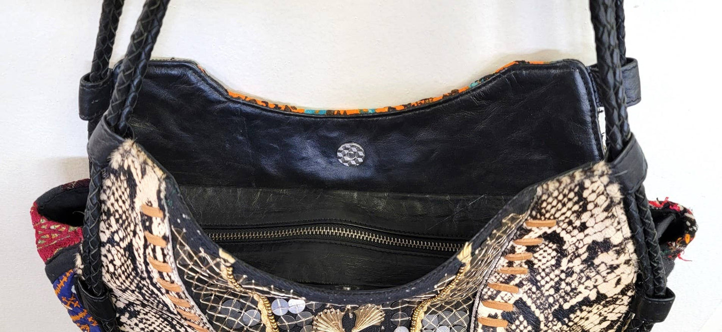 Bohemian Leather Banjara Tote - Black