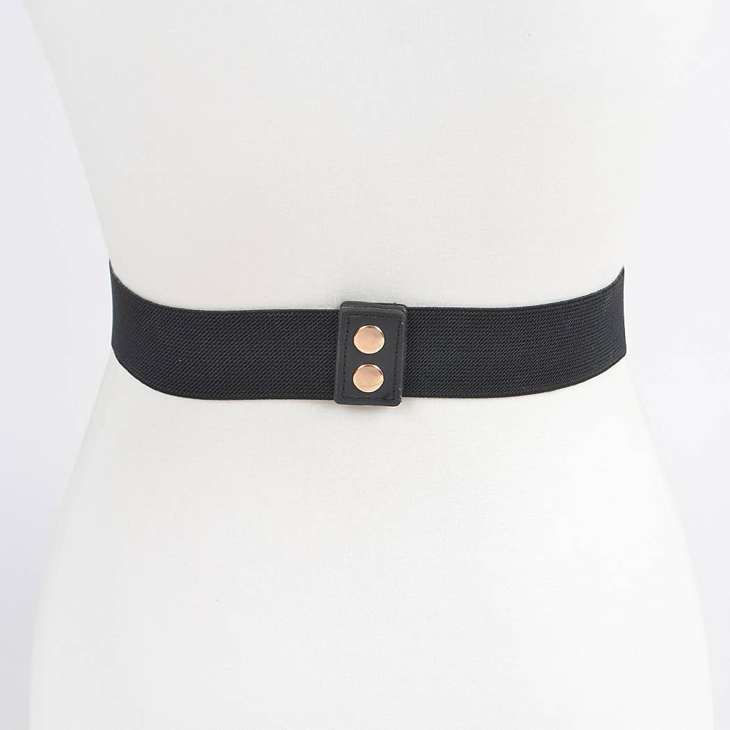 Chain Elastic Belt with Studs - Black/Gold
