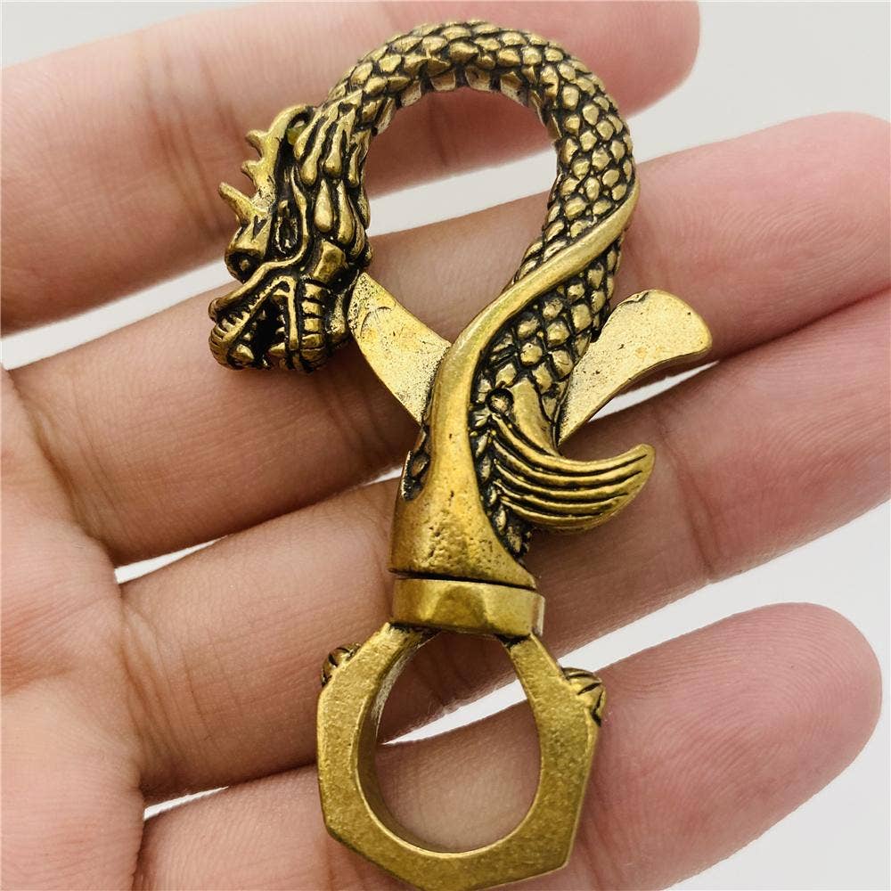 Brass Dragon Shaped Keychain - Tap buckle