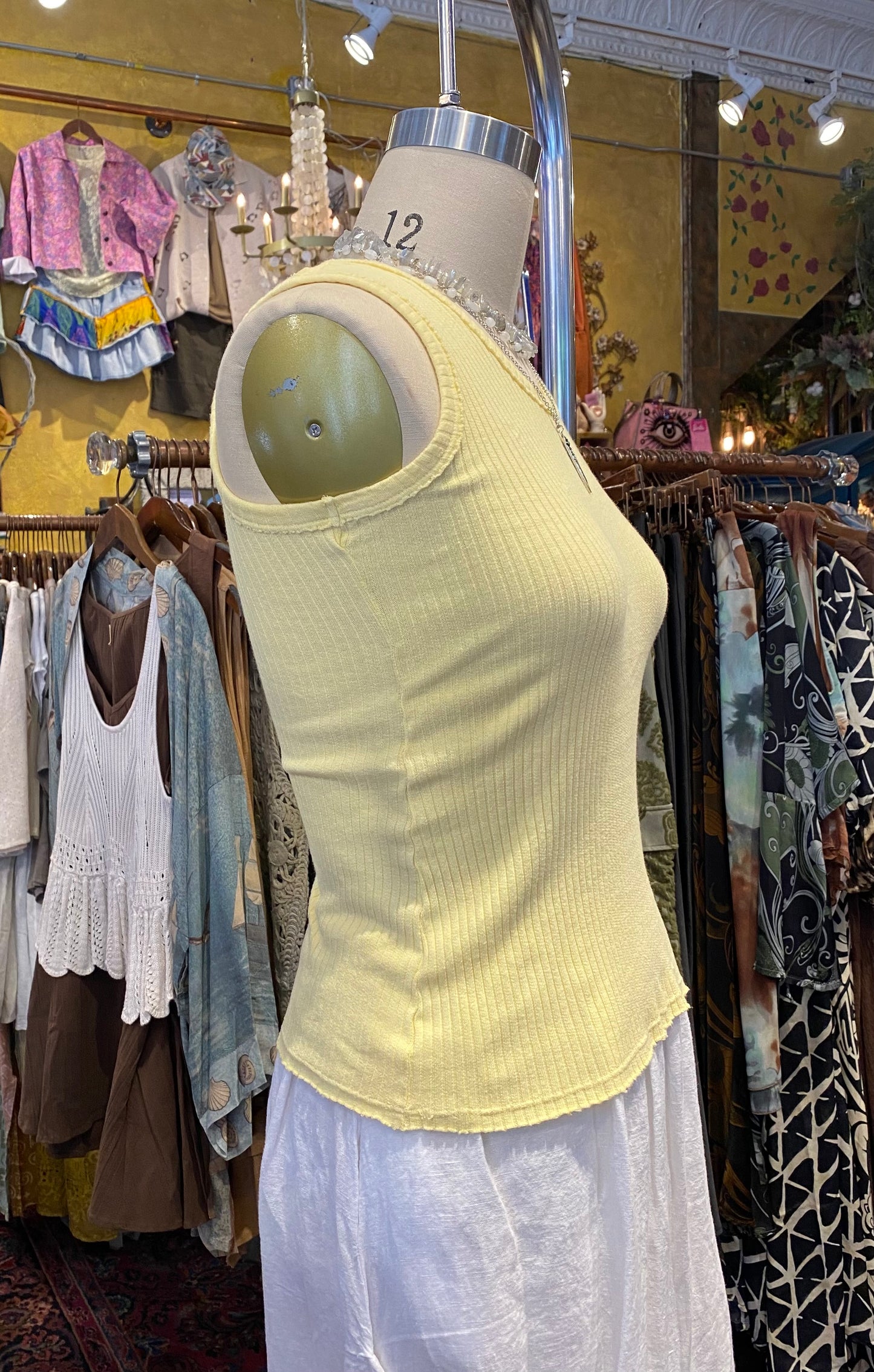 Fitted Ribbed Tank Top - Marigold