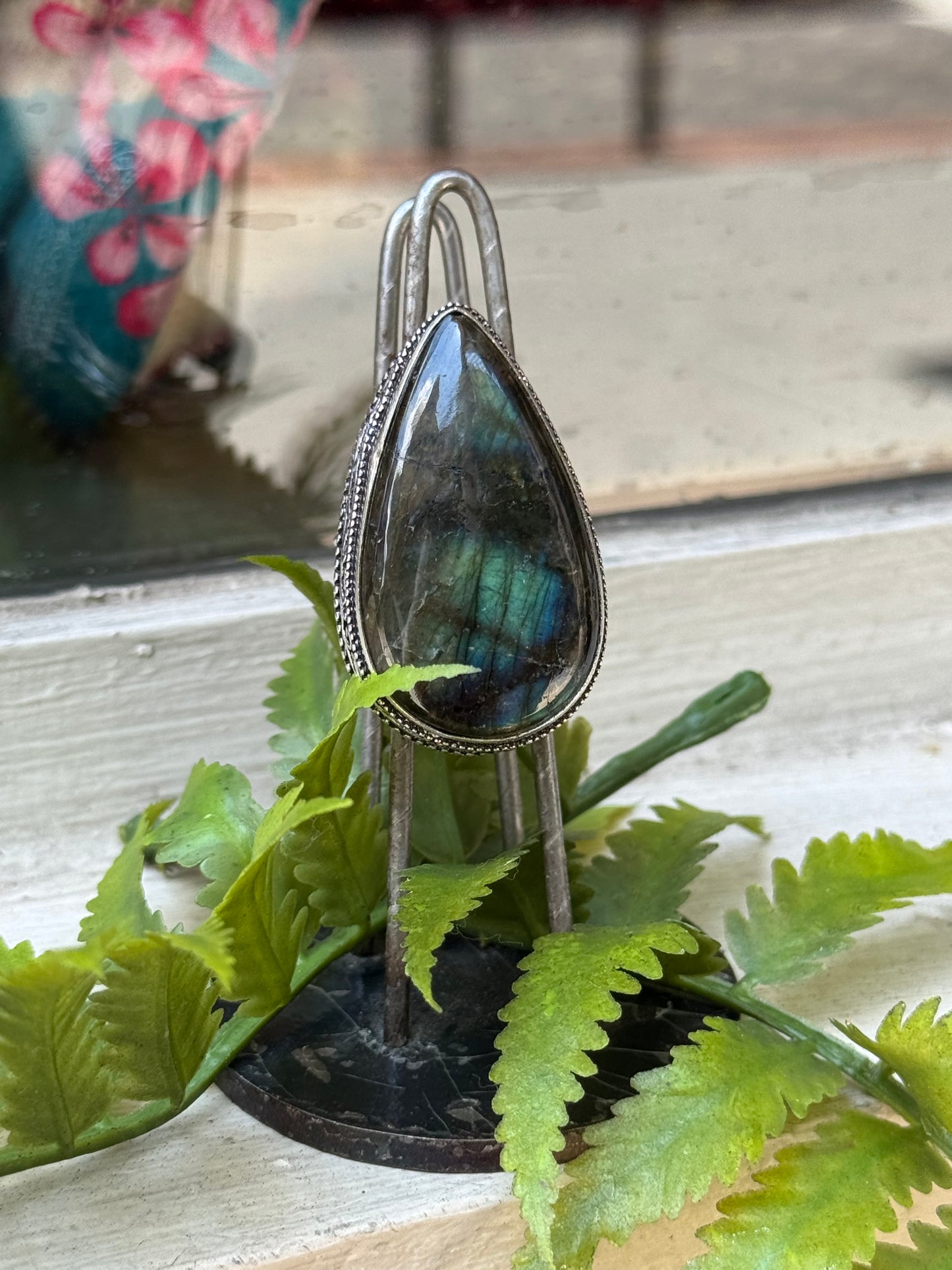Labradorite Teardrop Silver Ring