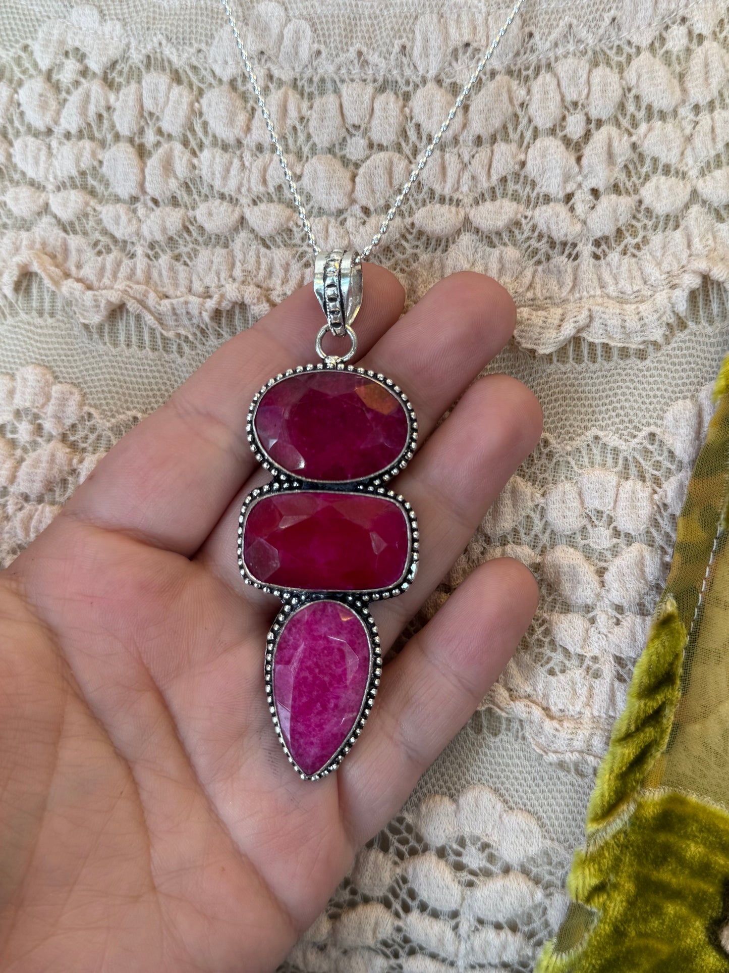 Triple Dyed Ruby Pendant