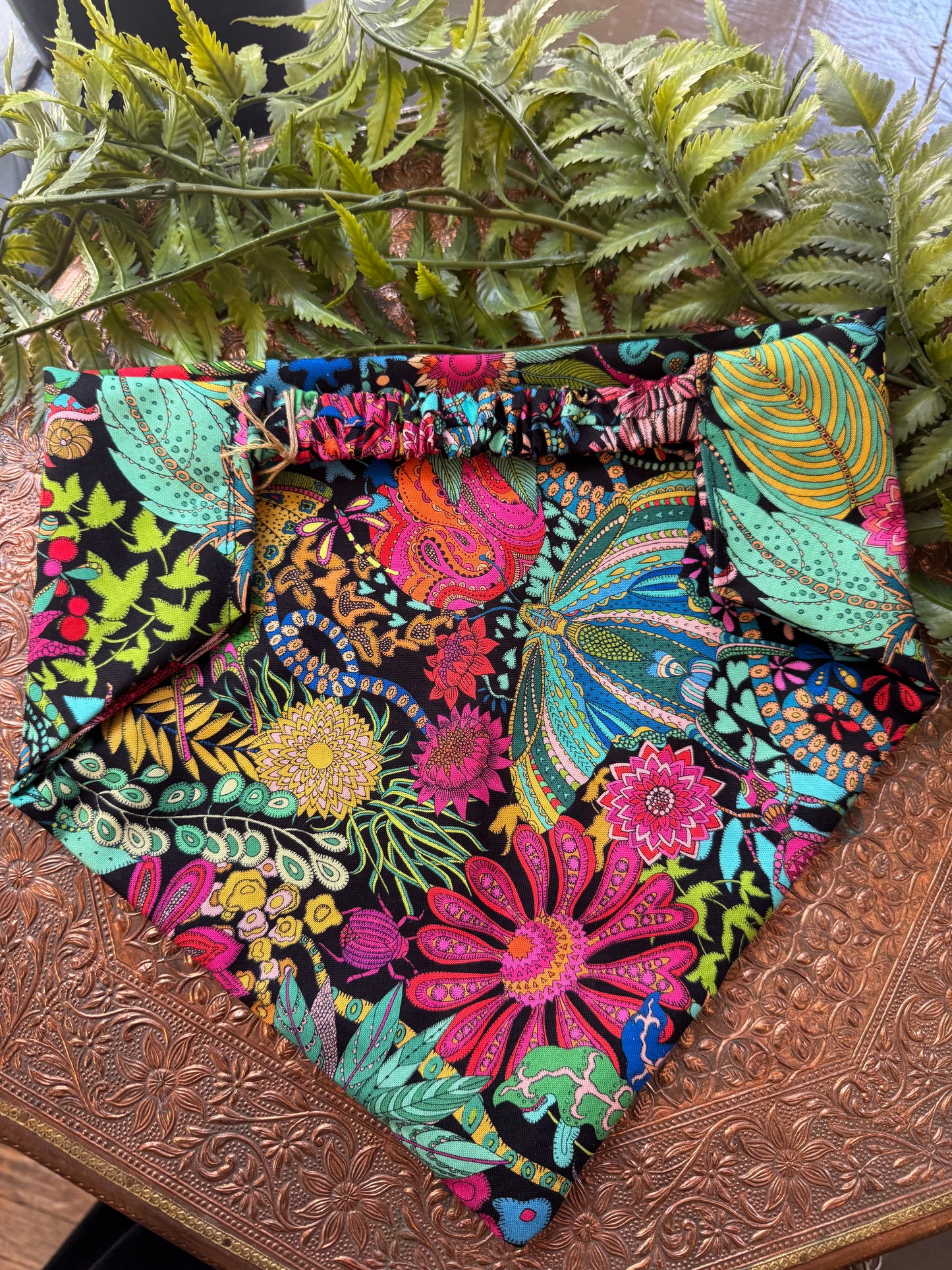 Colorful Florals / Black Bandana #SS7*