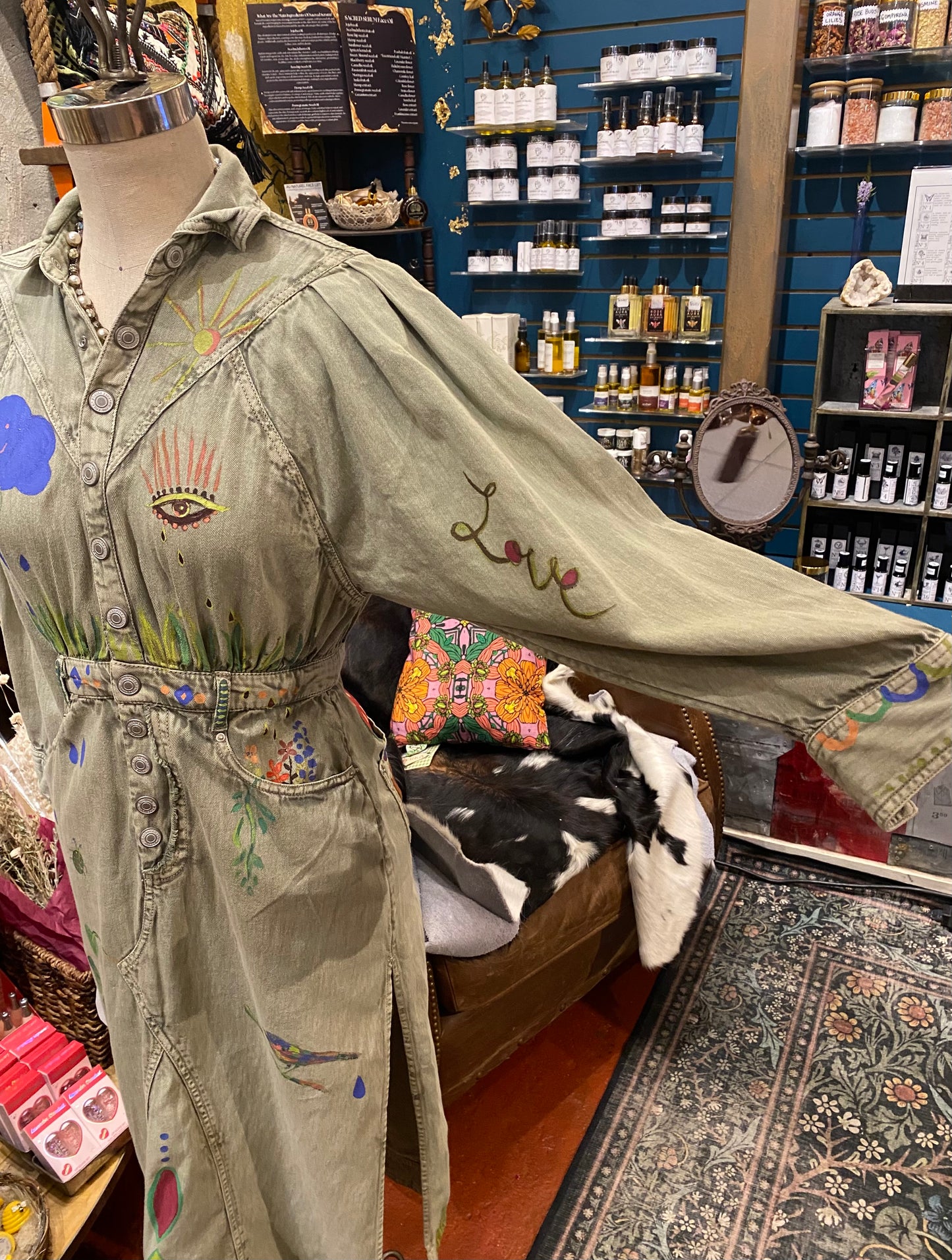 Snail Trail Free People Green Denim Dress - Sharayah Doty*