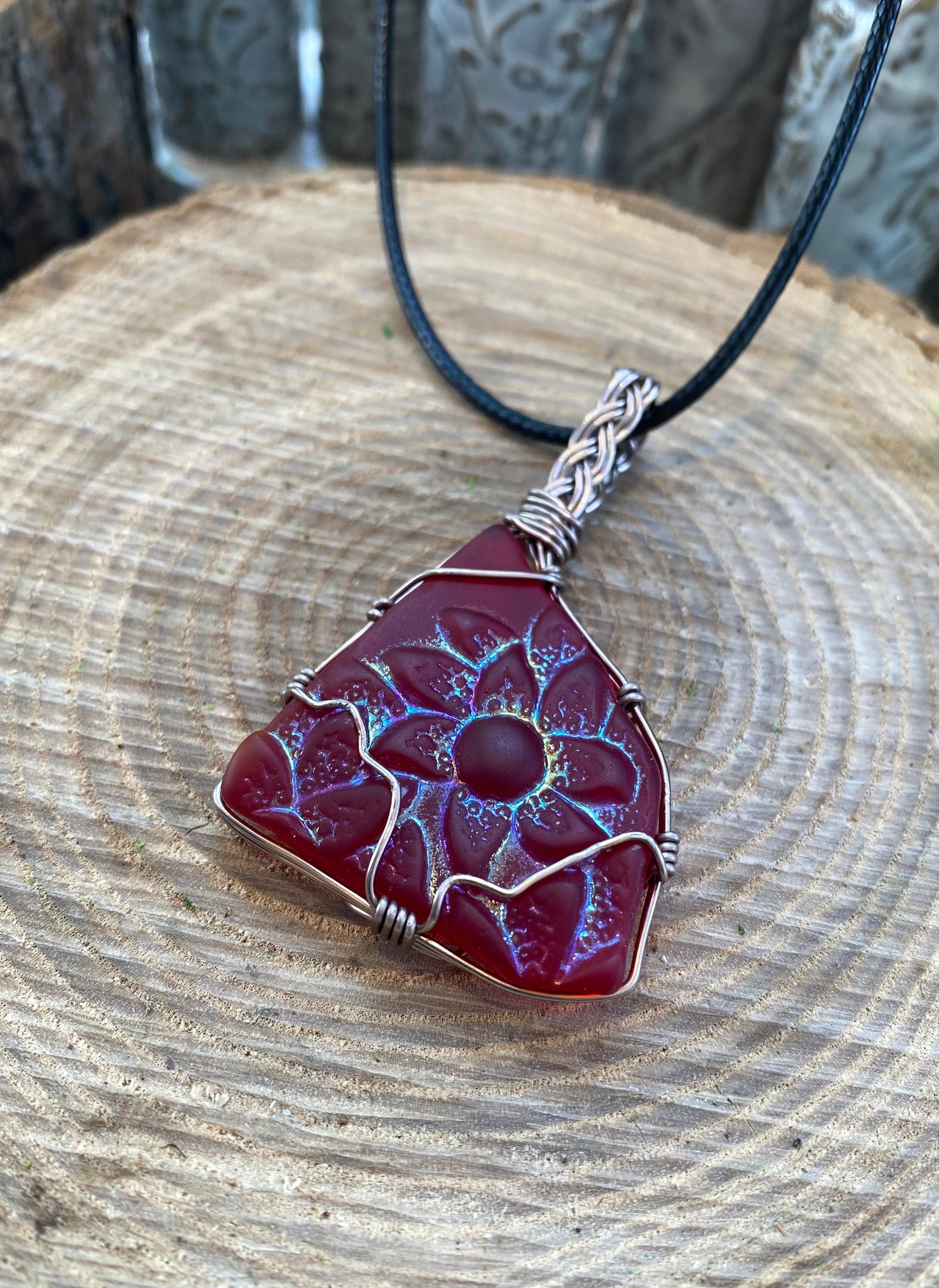 Red Cadmium Wire Wrapped Necklace #IV106