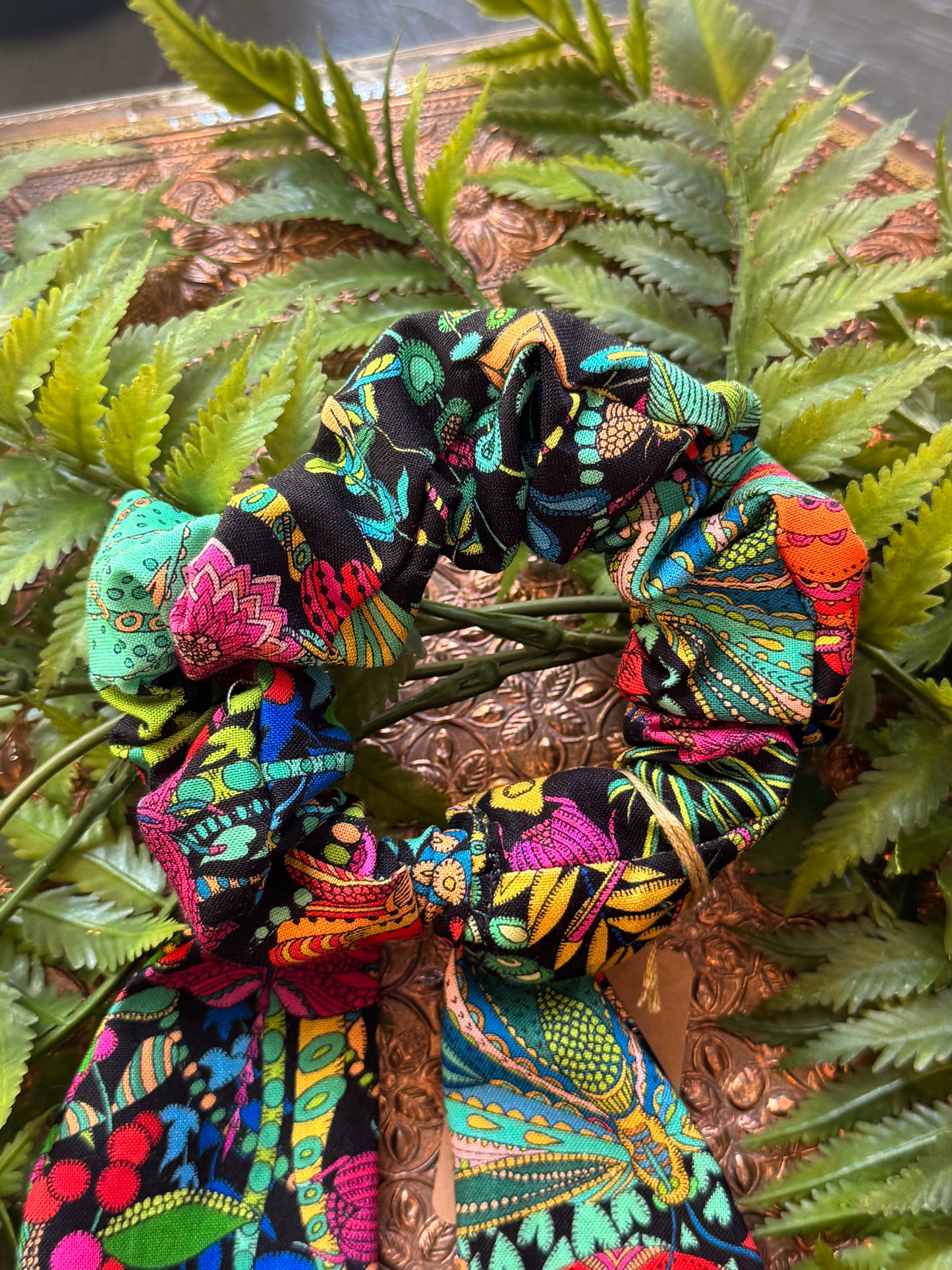 Colorful Flowers / Black Scrunchie Scarf #SS13*