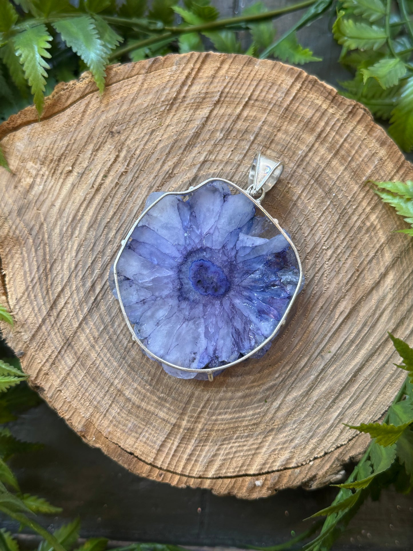 Dyed Large Purple Agate Slice Pendant