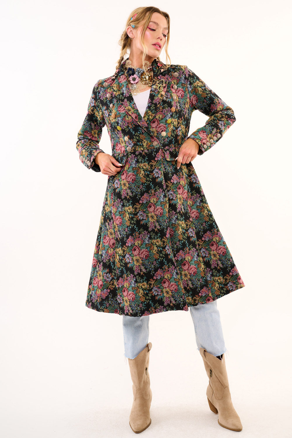 Enchanted Nature Jacquard Coat - La De Da