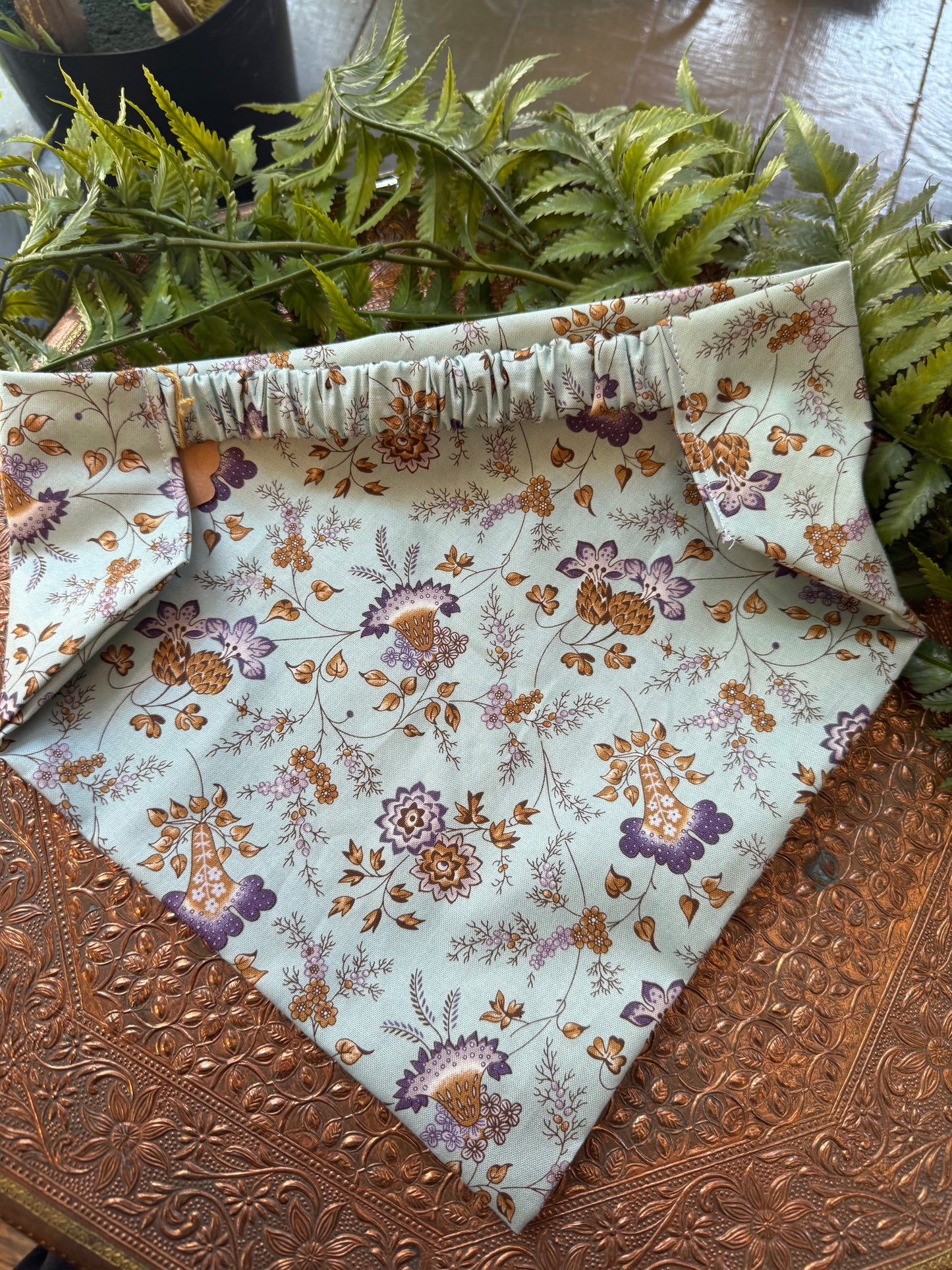 Light Blue / Gold Floral Bandana #SS5 (1)*