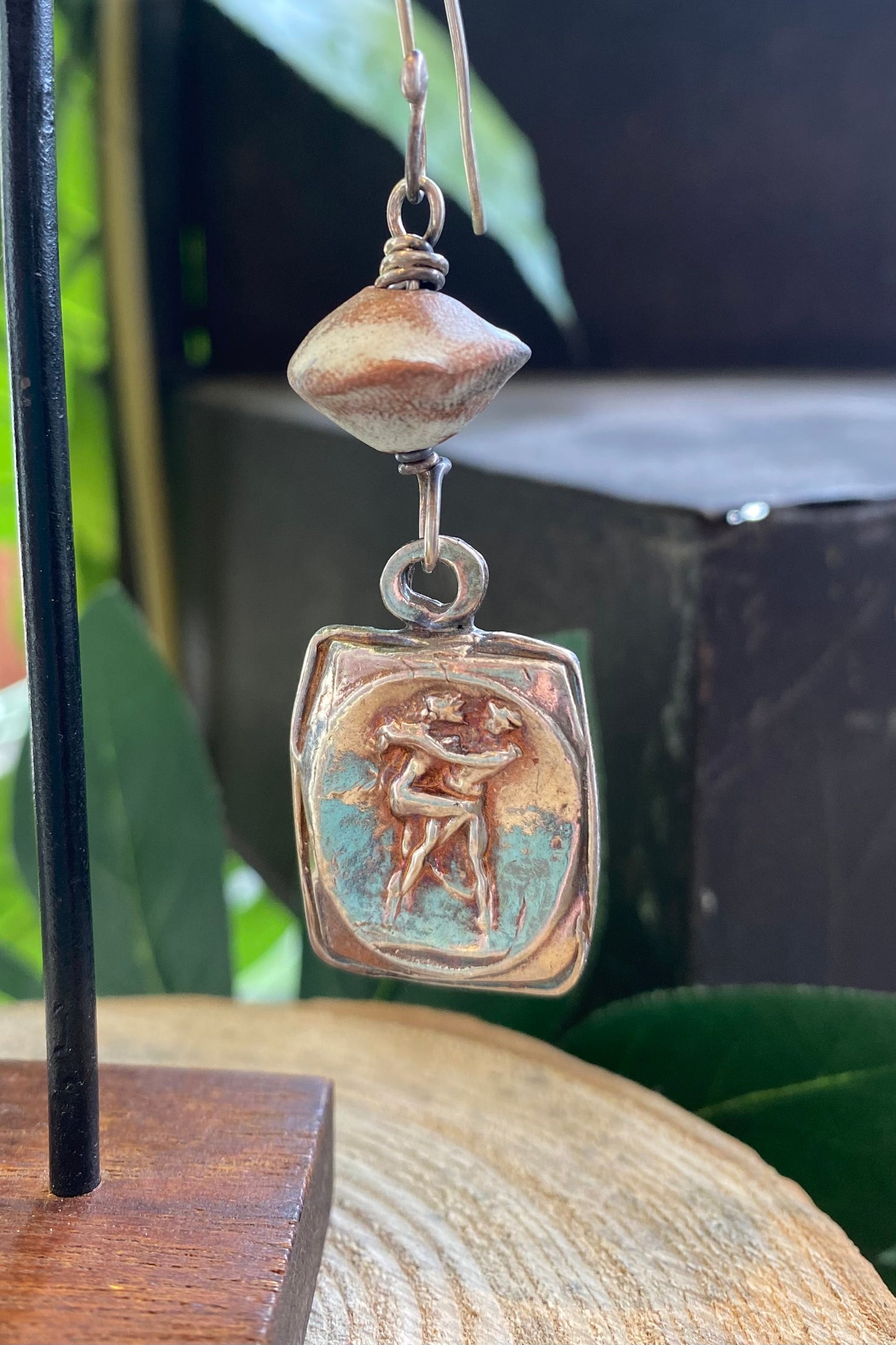 Fine Silver Lovers/Clay Beads Earring *425E-37