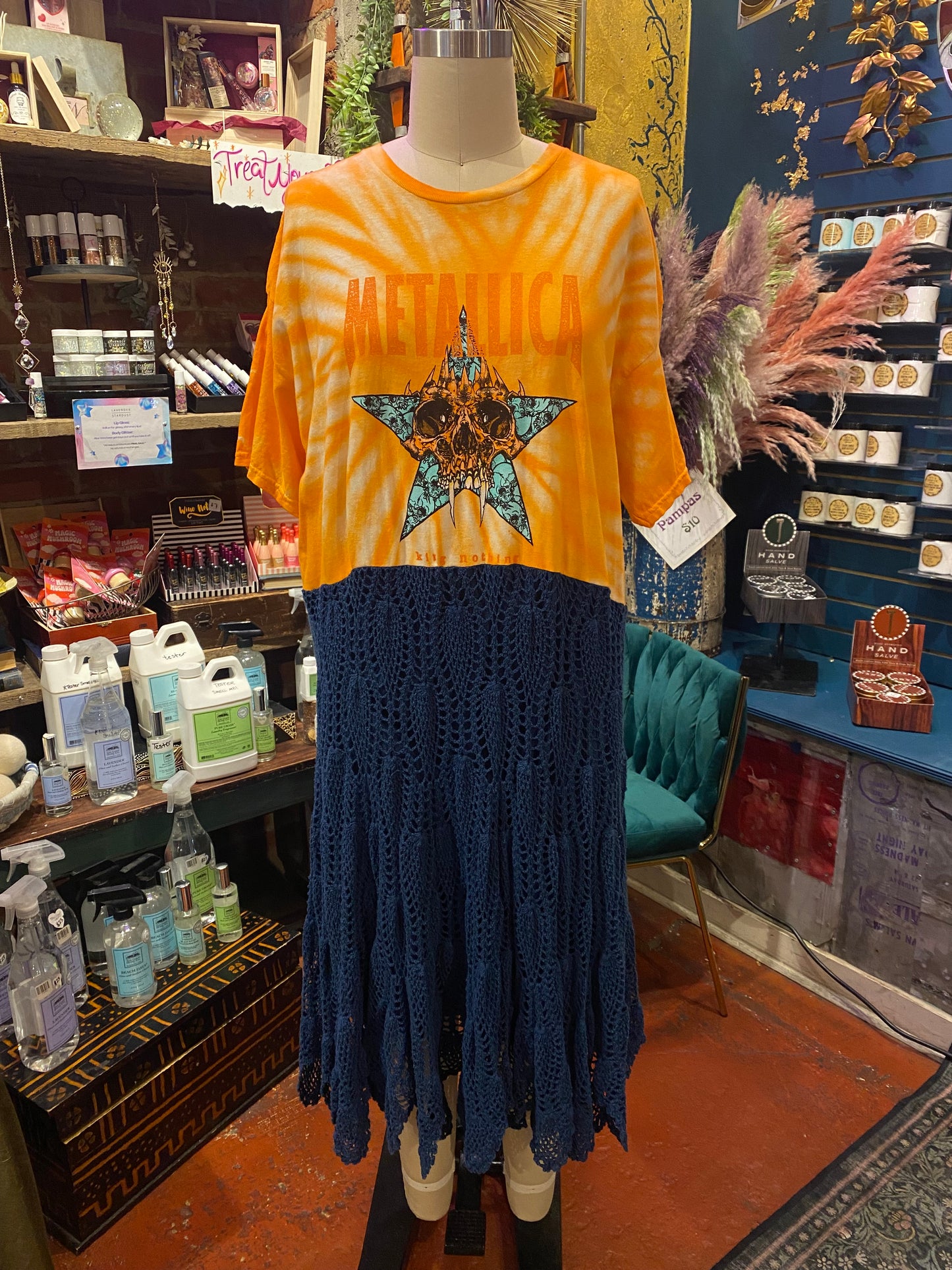 Curve, Orange/Blue Metallica Dress *#63