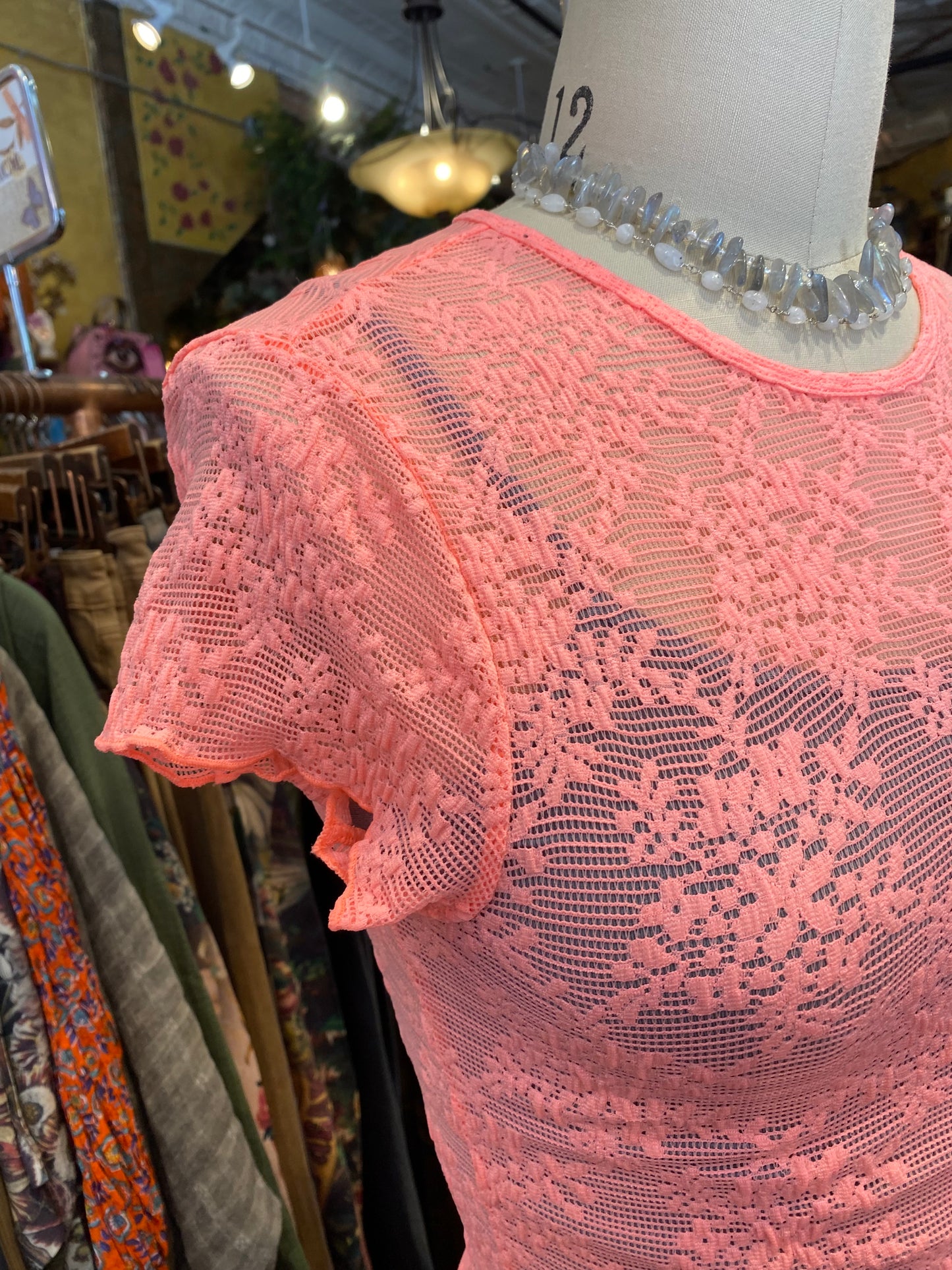 Ready To Go Lace Tee - Flamingo Pink