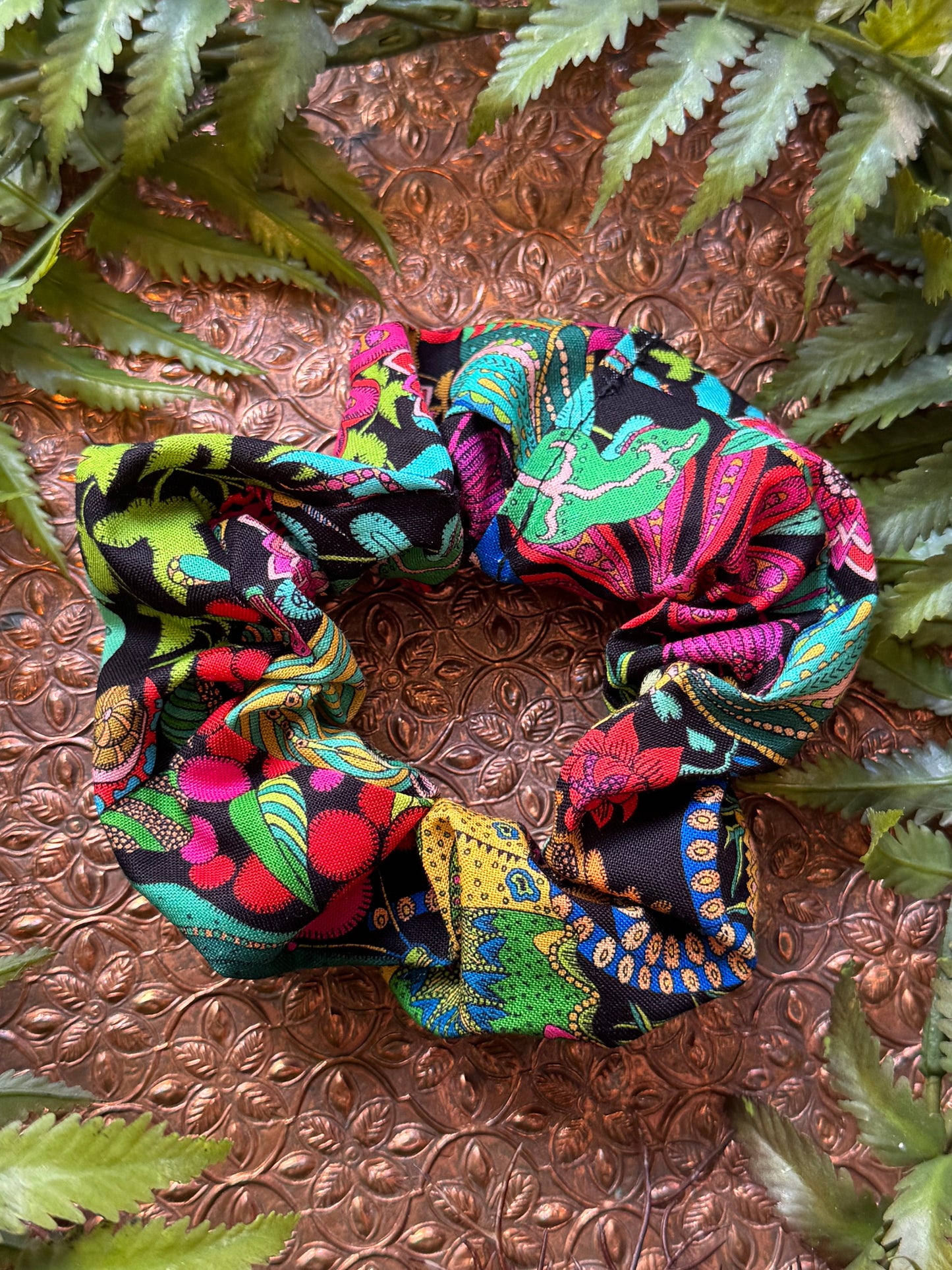 Colorful Flower / Black Scrunchie #SS27 (2)*
