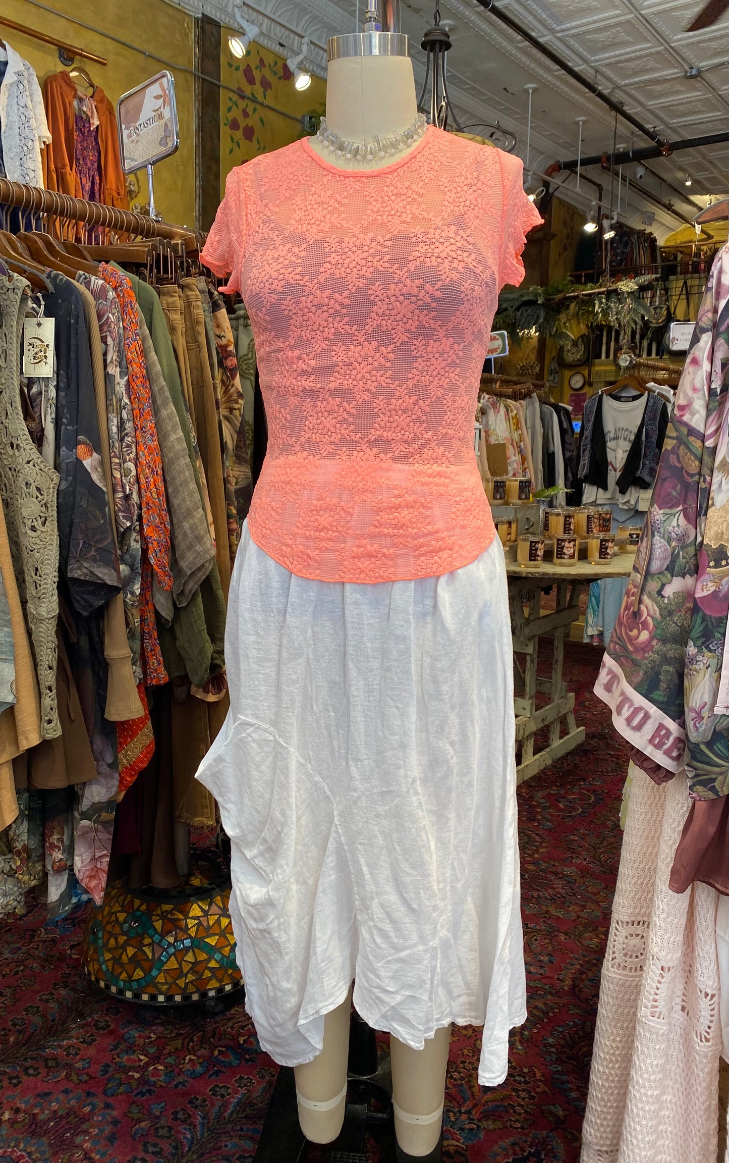 Ready To Go Lace Tee - Flamingo Pink