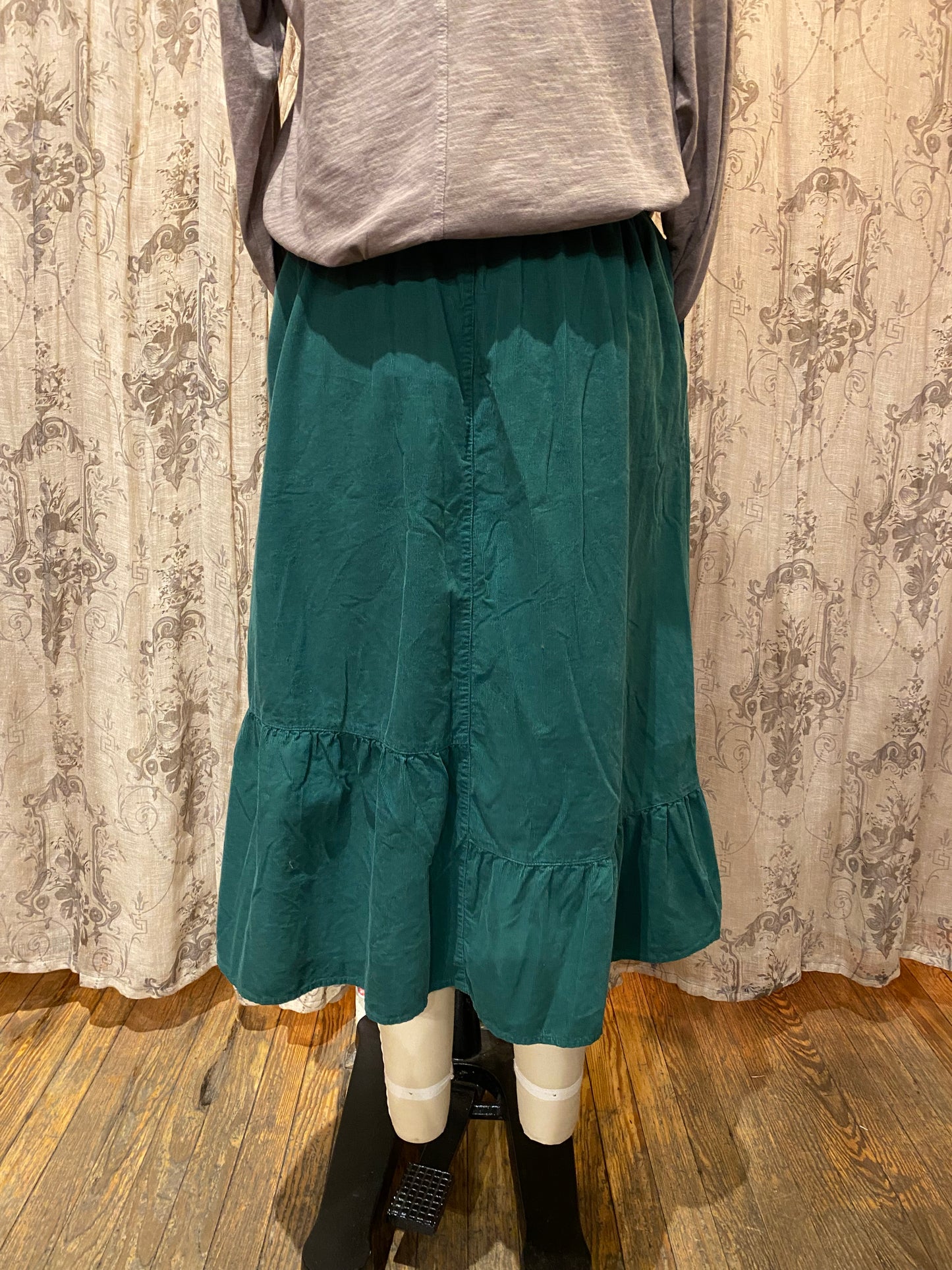 Ruffle Bottom Midi Skirt - Pine