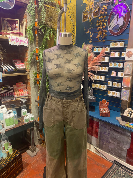 Custom Dyed Lace Top - Green Charcoal