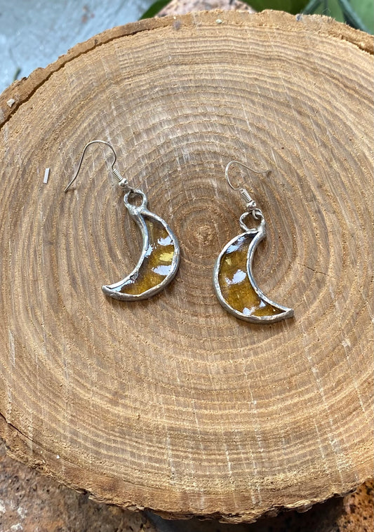 Crescent Moon Glass Earrings - KC11*