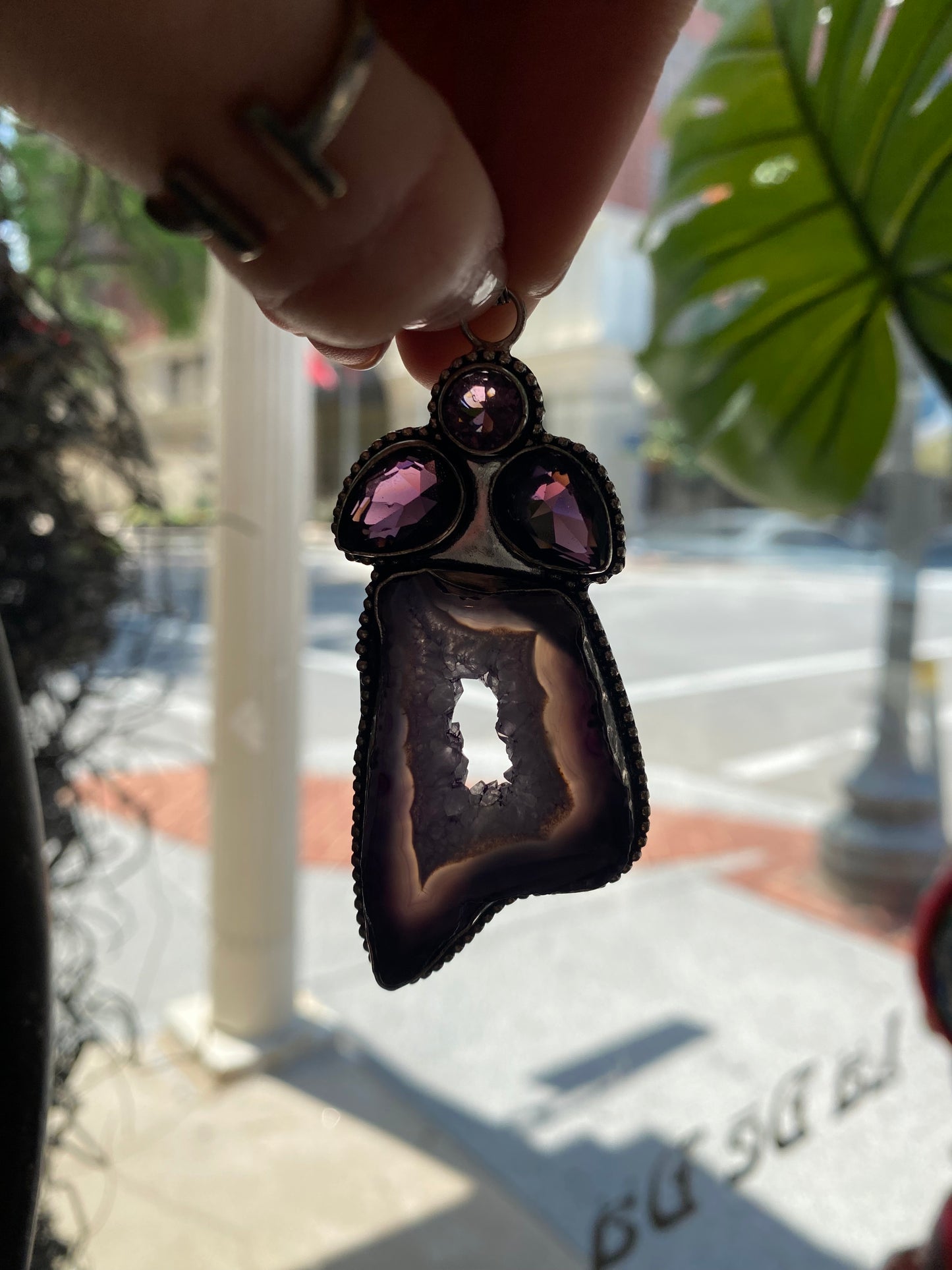 Dyed Amethyst Geode Pendant