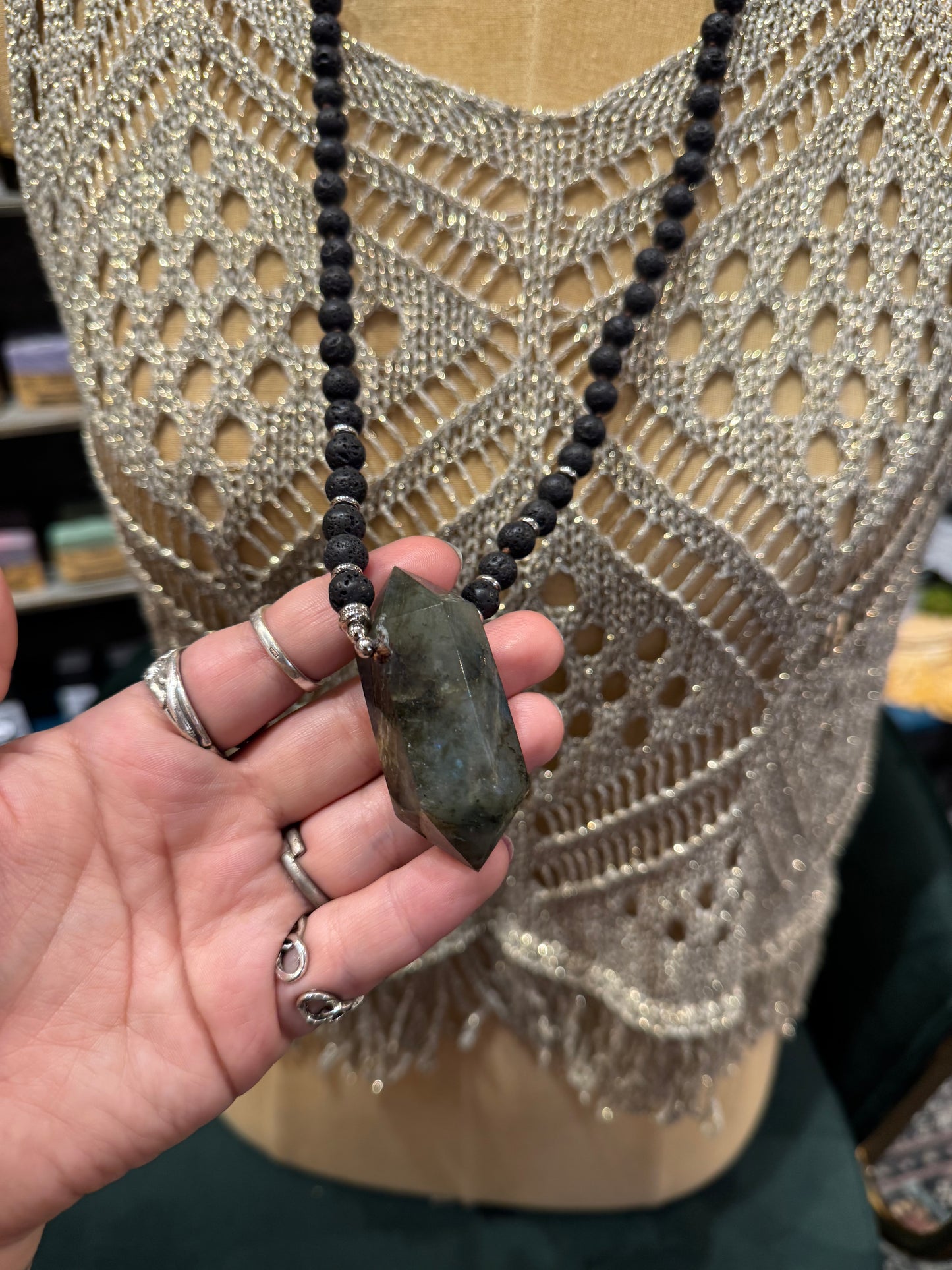 Vesuvius Lava and Labradorite Necklace