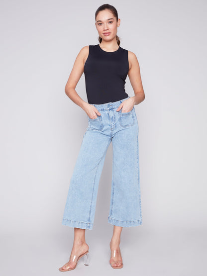 Wide Leg Pant With Patch Pockets