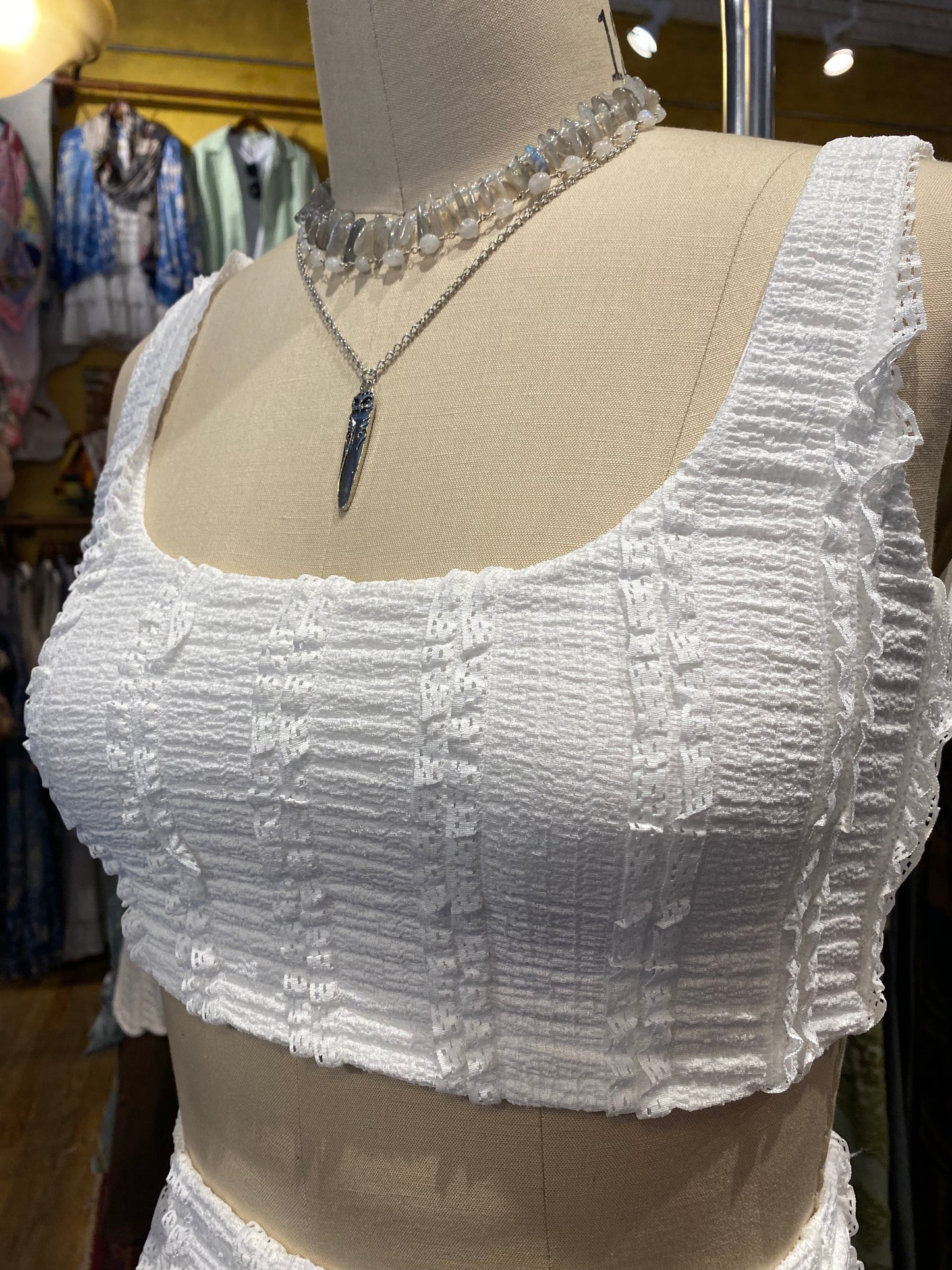 Plunge Neck Cropped Tank - White
