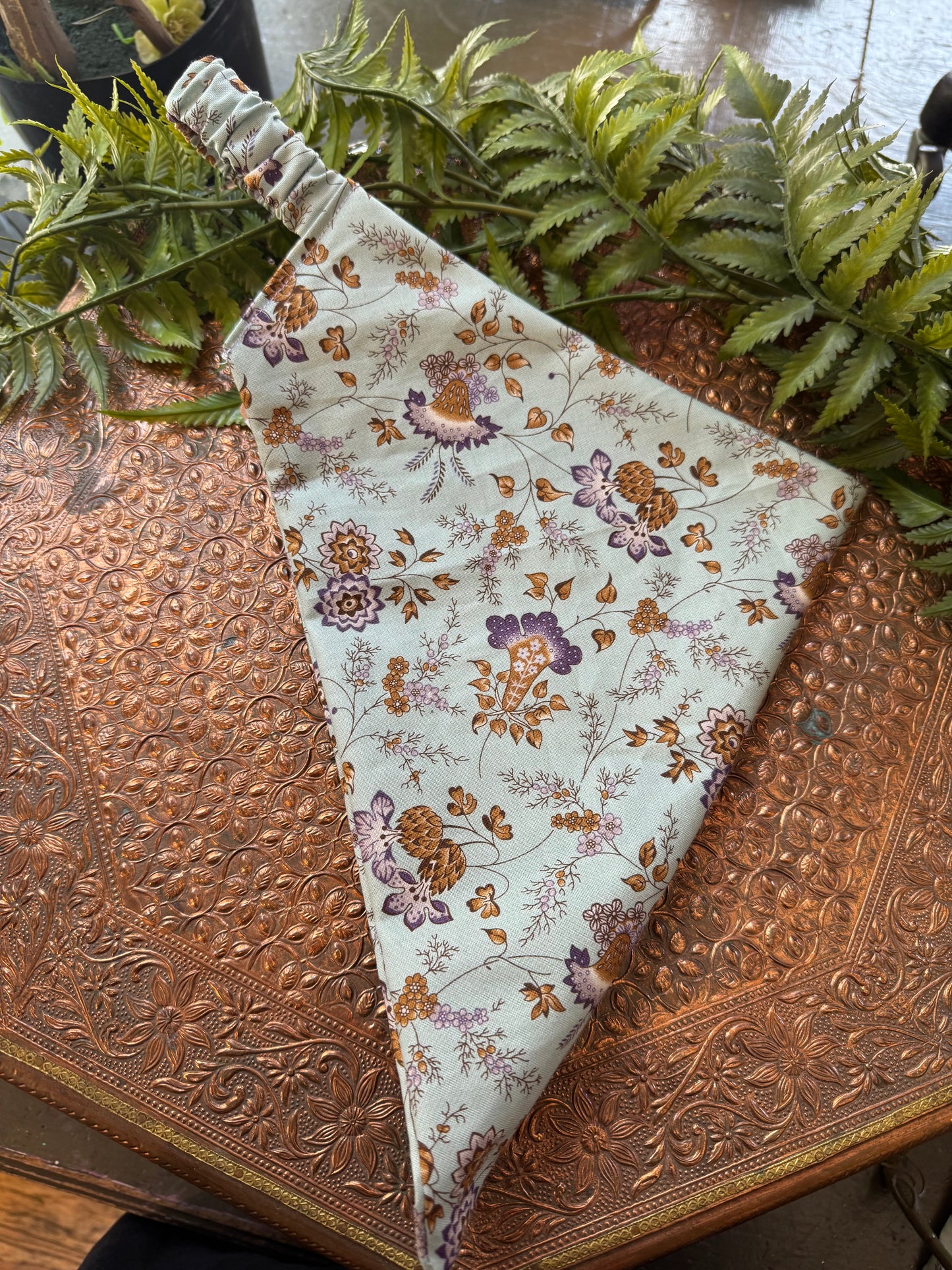 Light Blue / Gold Floral Bandana #SS5 (1)*
