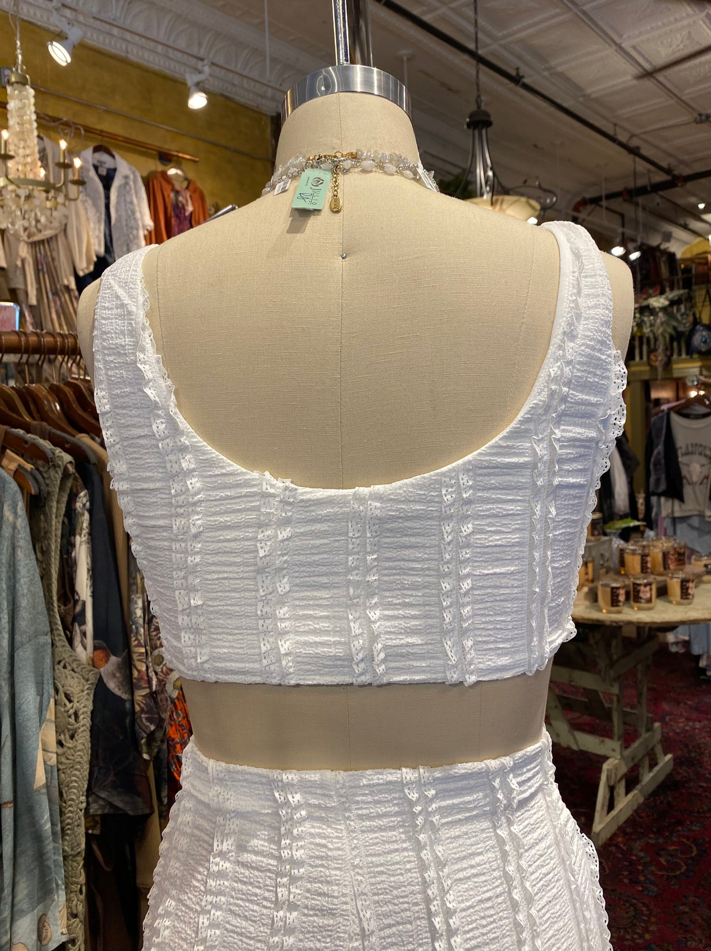 Plunge Neck Cropped Tank - White