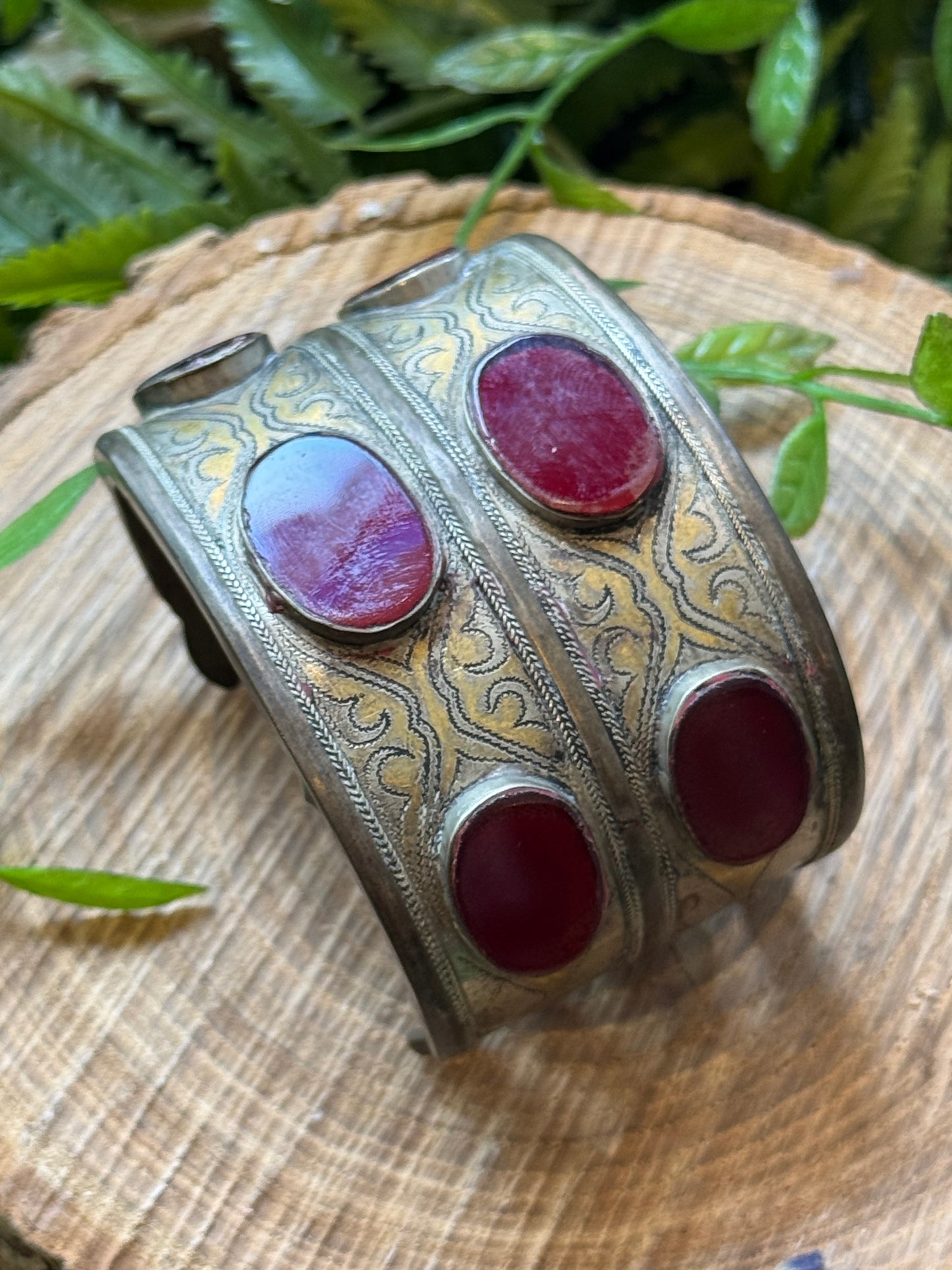 Red Glass Cuff Bracelet