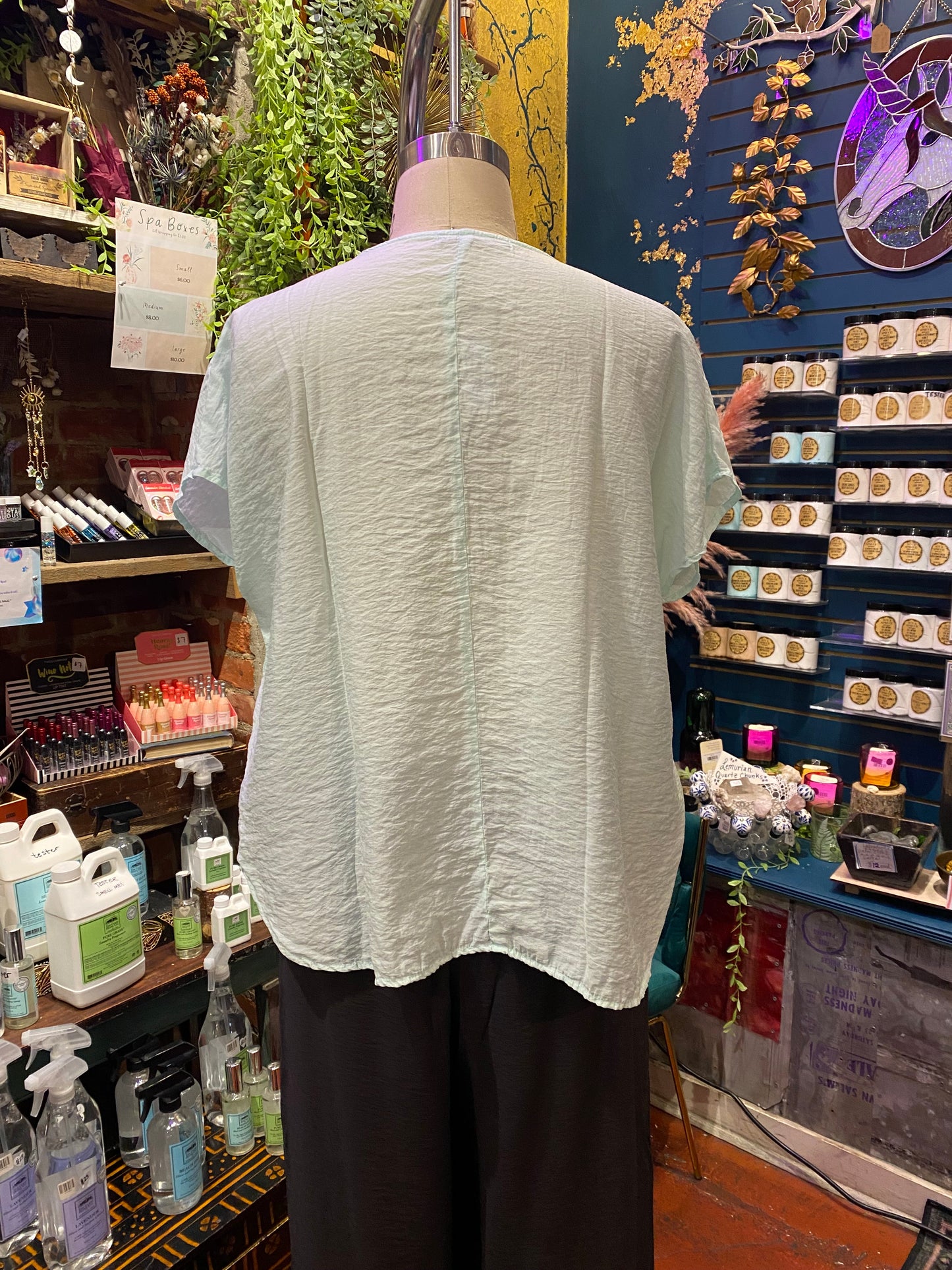 V-Neck Popover Parachute Top - Fountain