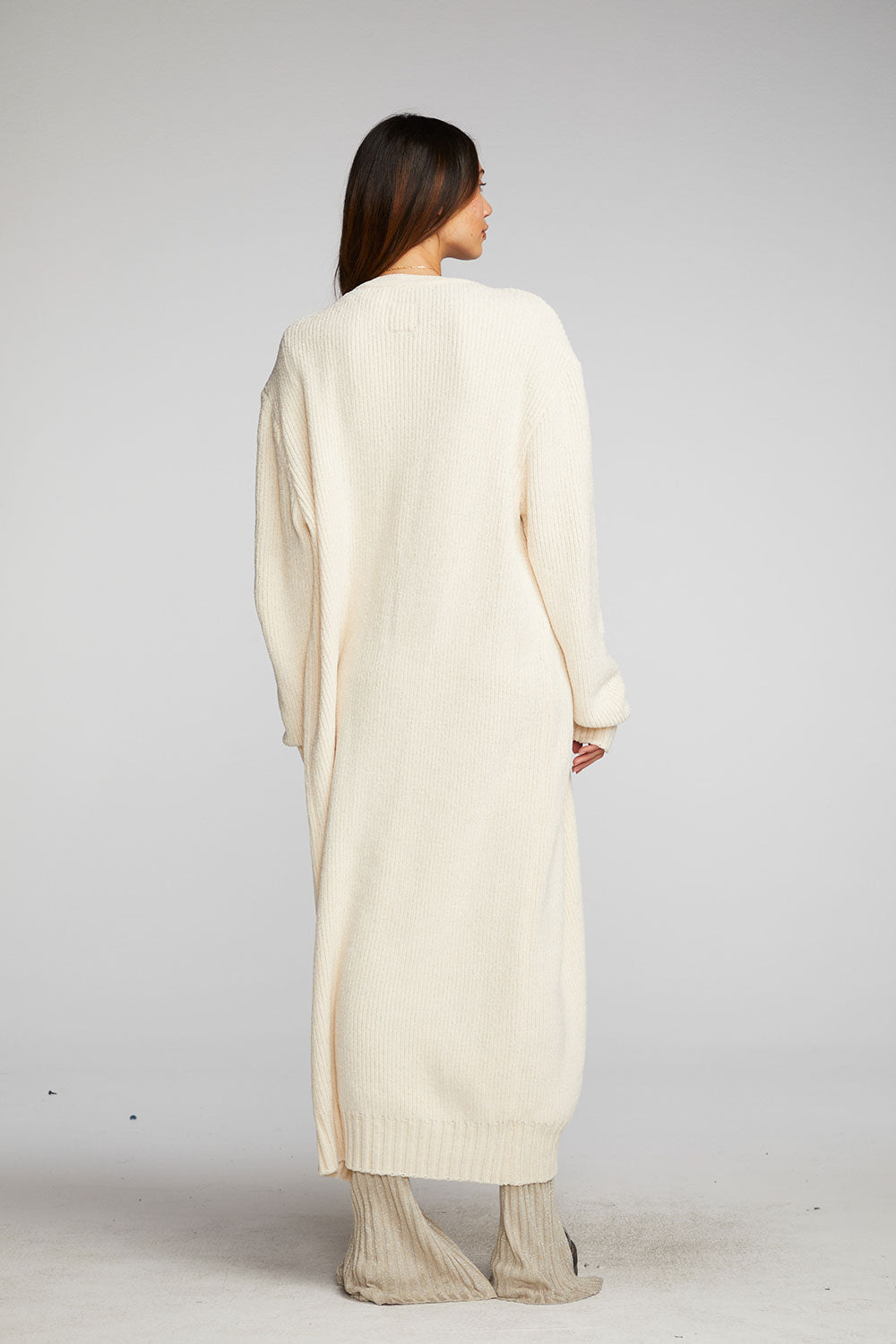 Chenille Knit Button Long Cardigan - La De Da