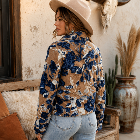 Sherpa Print Knit Coat