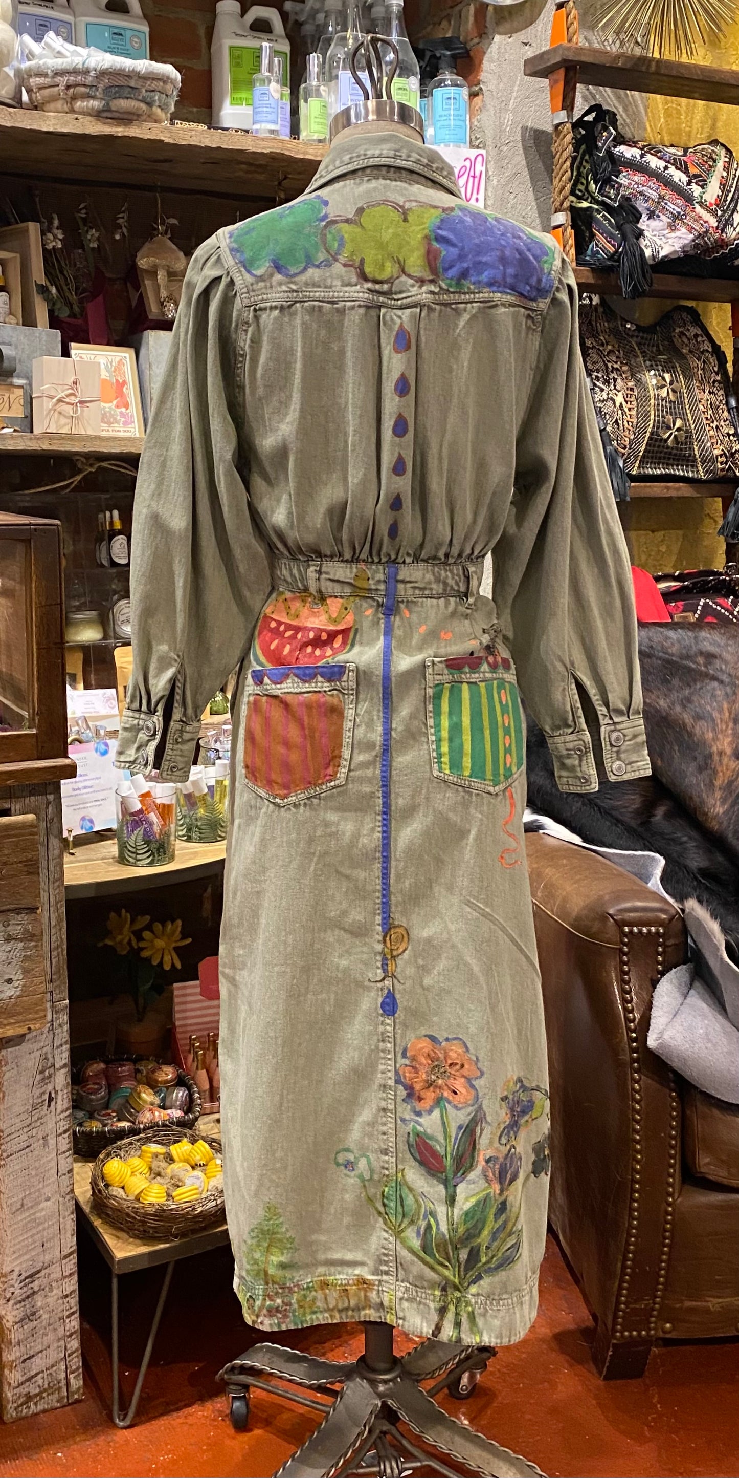 Snail Trail Free People Green Denim Dress - Sharayah Doty*