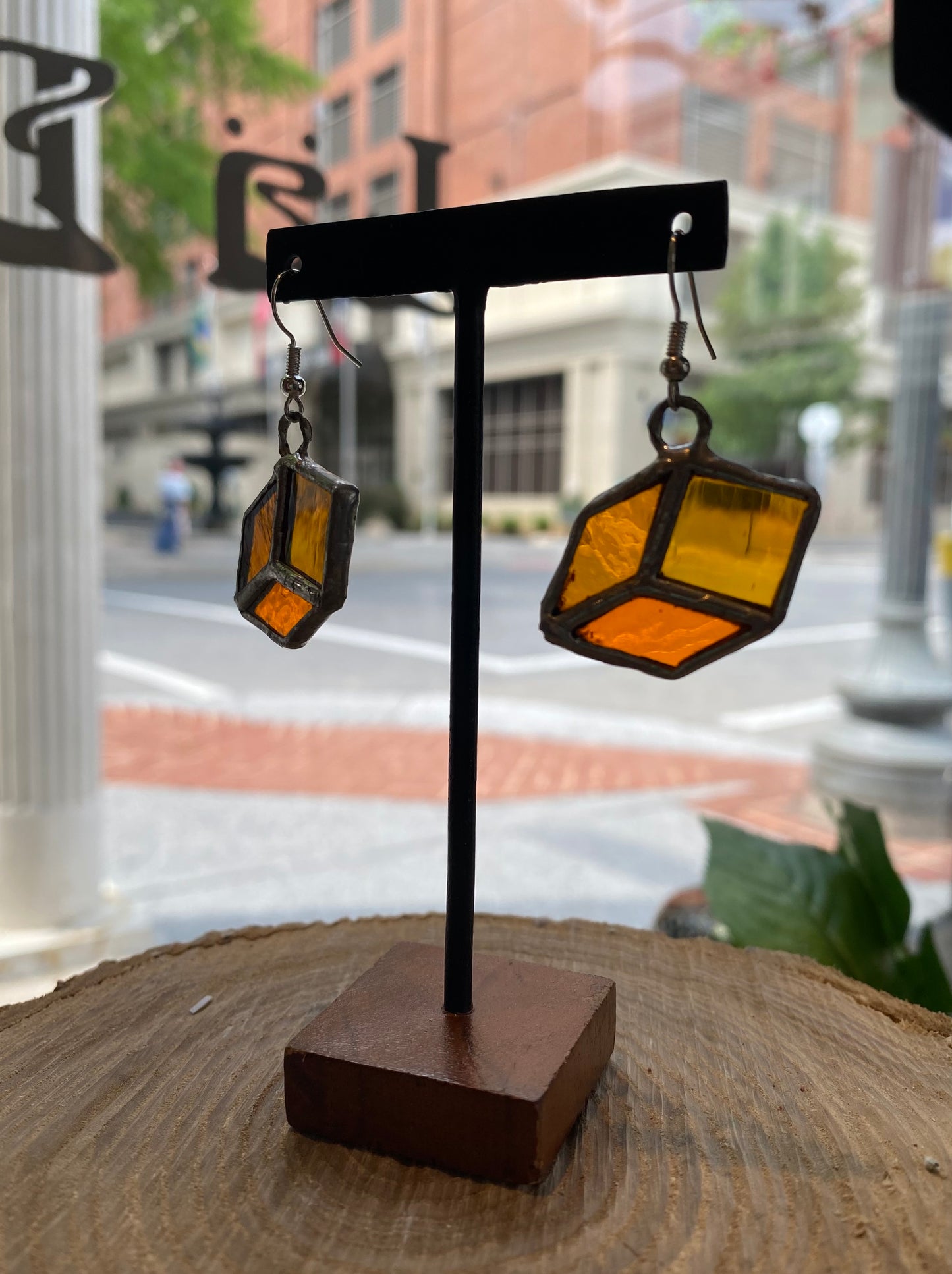 Cube Stained Glass Earrings - KC13*