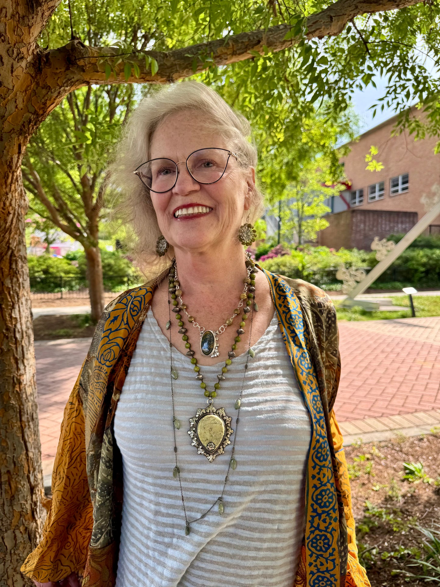 Green Jasper Pendant On Olive Jade Necklace