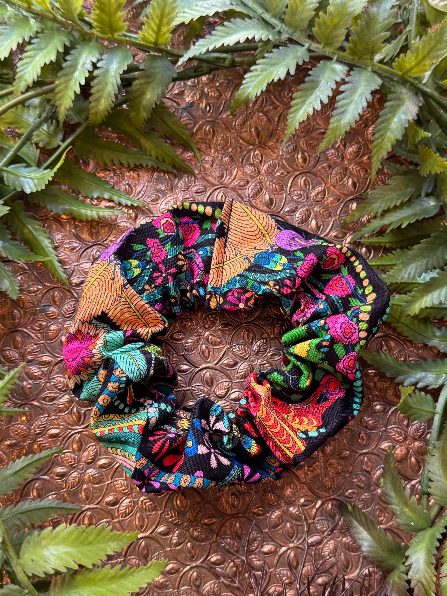 Colorful Flower / Black Scrunchie #SS28 (3)*