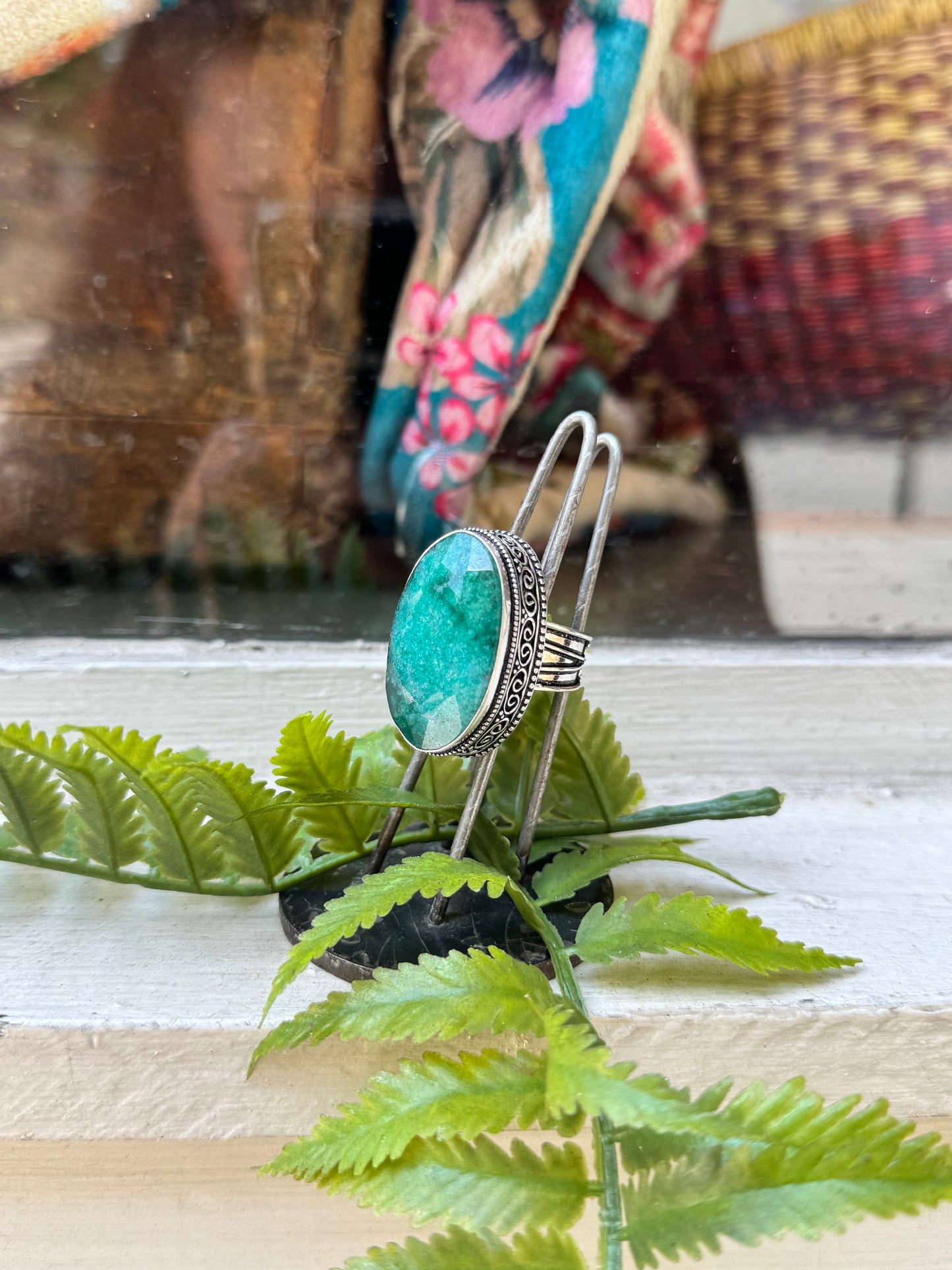 Oval Emerald Silver Ring