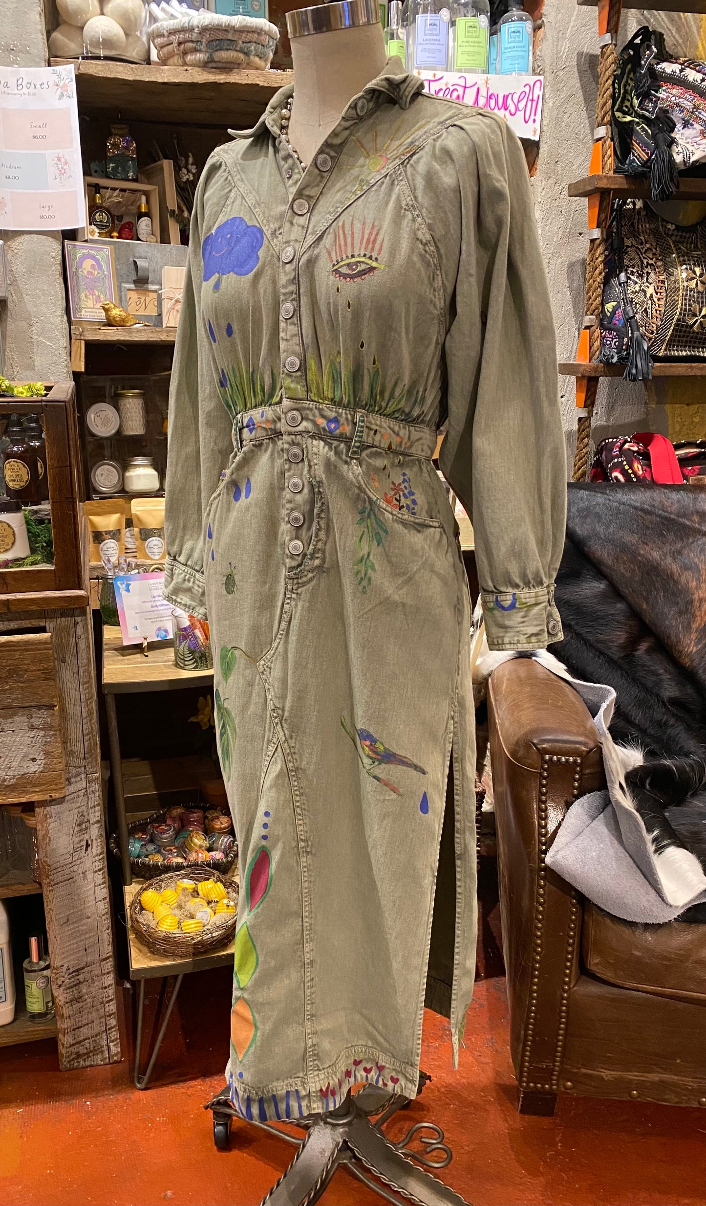 Snail Trail Free People Green Denim Dress - Sharayah Doty*