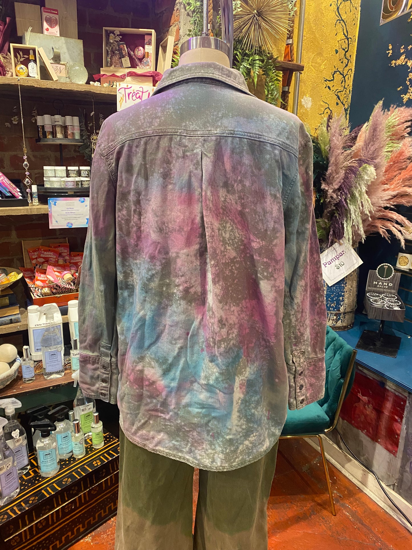 Custom Dyed Denim Jacket - Green Combo