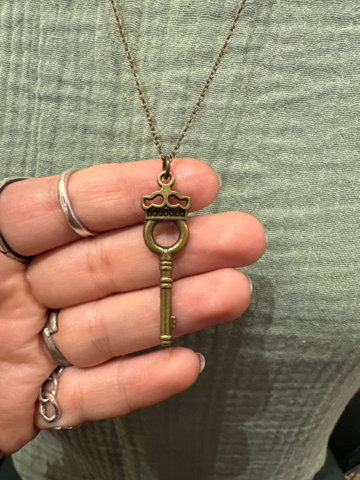 Bronze Key Necklace - A