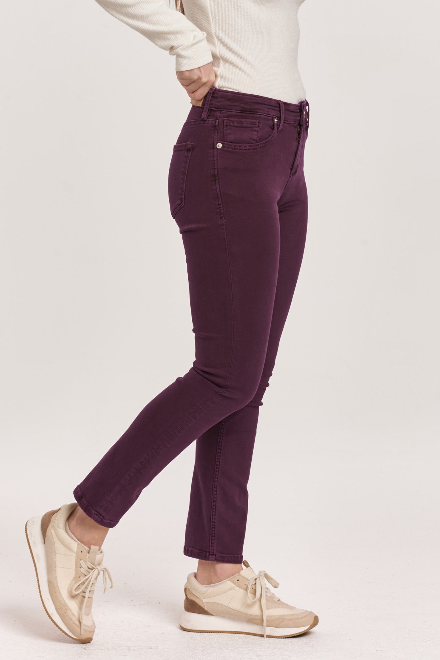 Blaire Mid Rise Straight Leg Jean - Purple