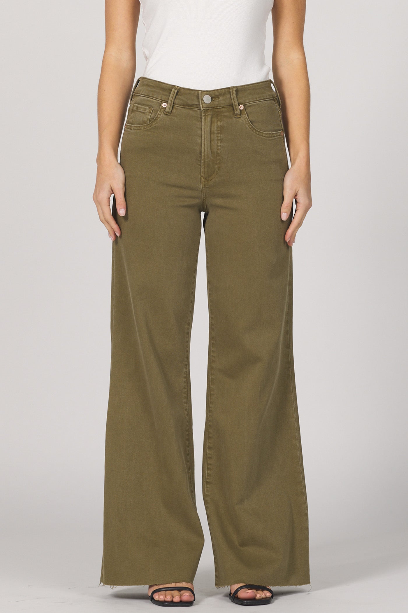 Fiona High Rise Wide Leg Pant - Olive Branch