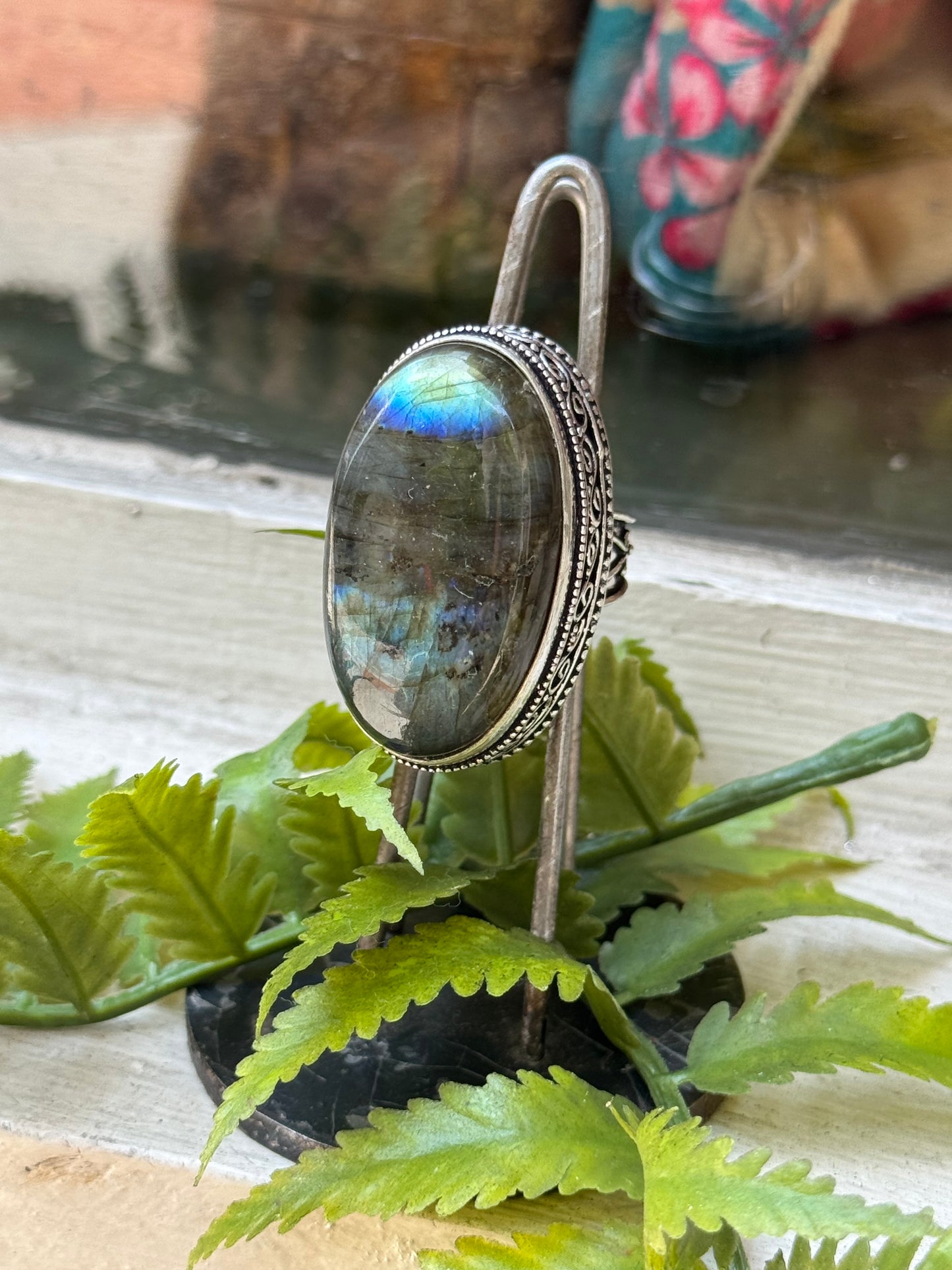 Labradorite Multi Flash Silver Ring