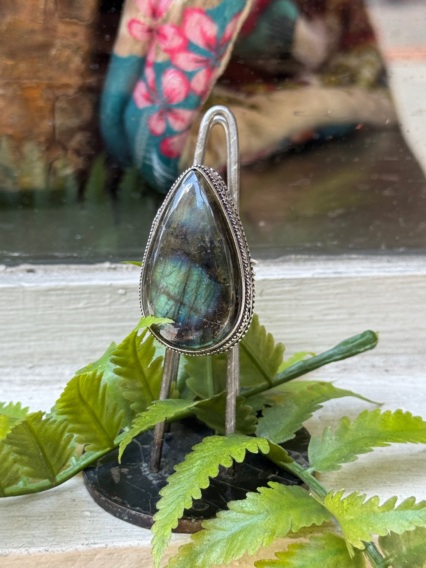 Labradorite Teardrop Silver Ring