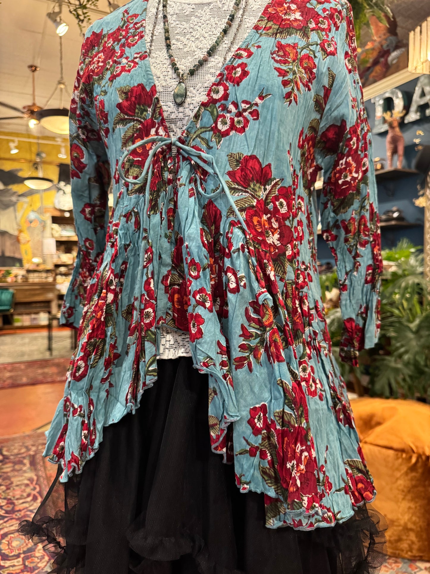 Maya Shrug, 3/4 Sleeve - Passion Flower