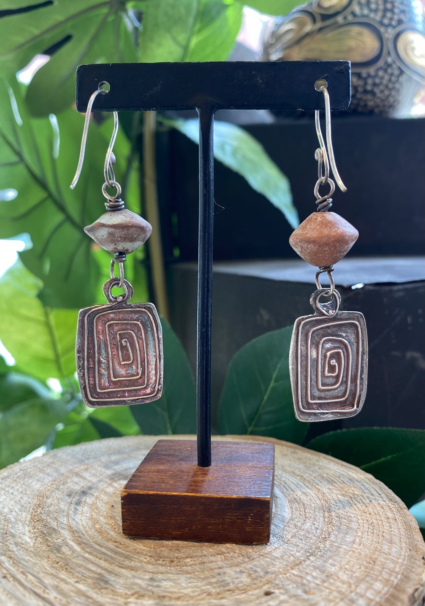 Fine Silver Lovers/Clay Beads Earring *425E-37