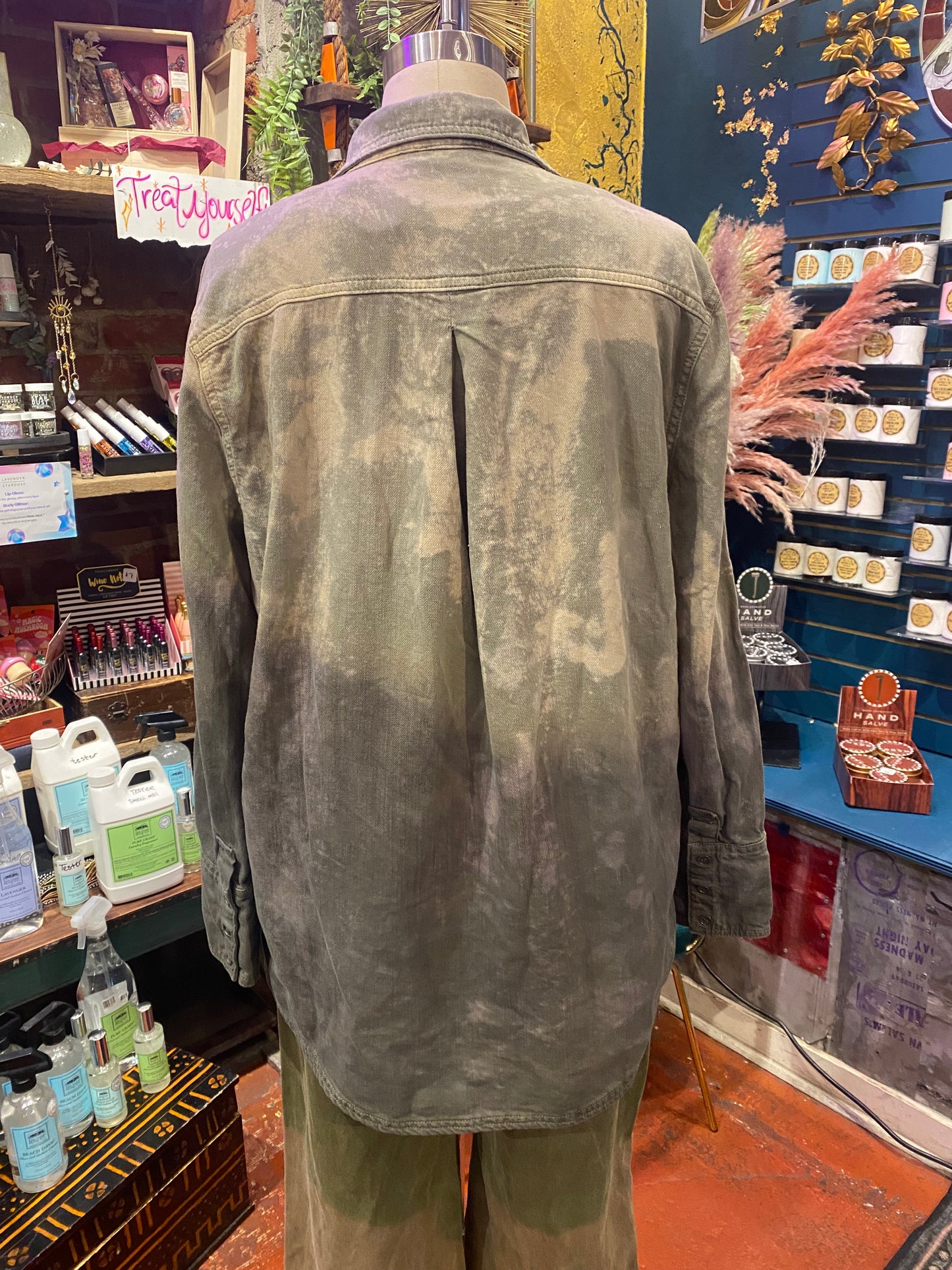 Custom Dyed Denim Jacket - Sage