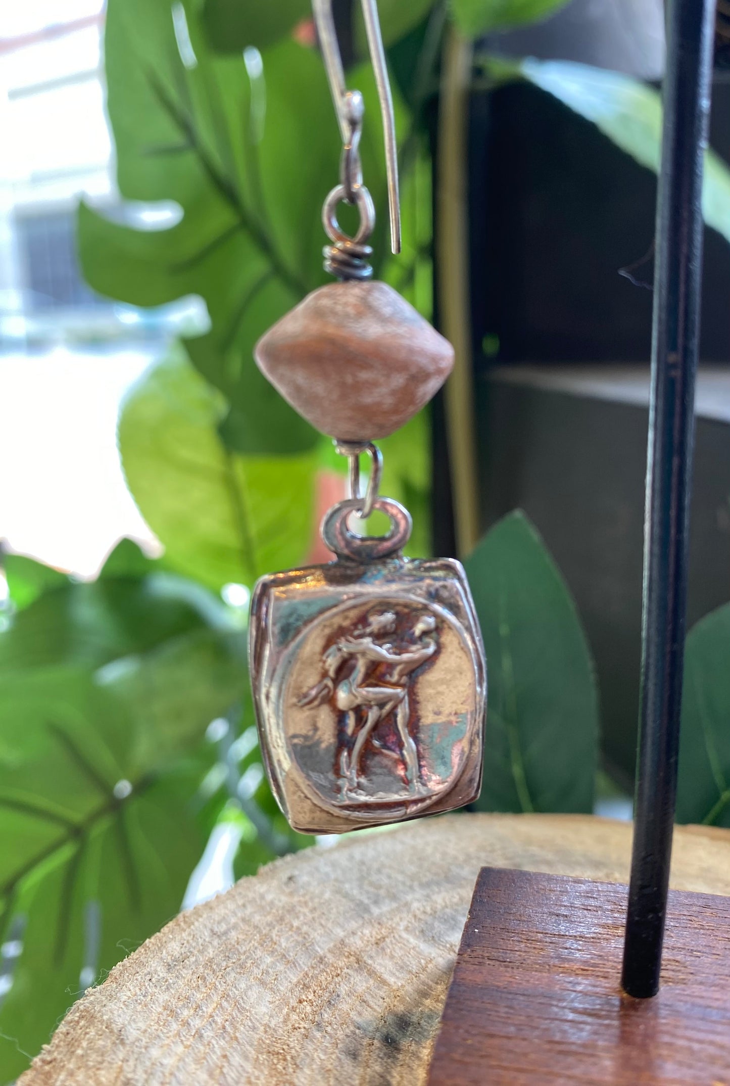 Fine Silver Lovers/Clay Beads Earring *425E-37