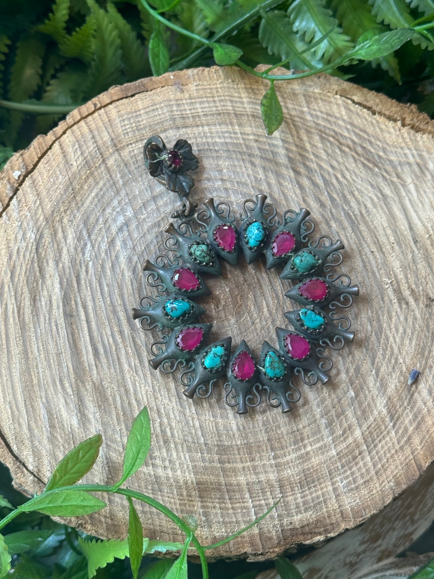 Ruby & Turquoise Urn Pendant
