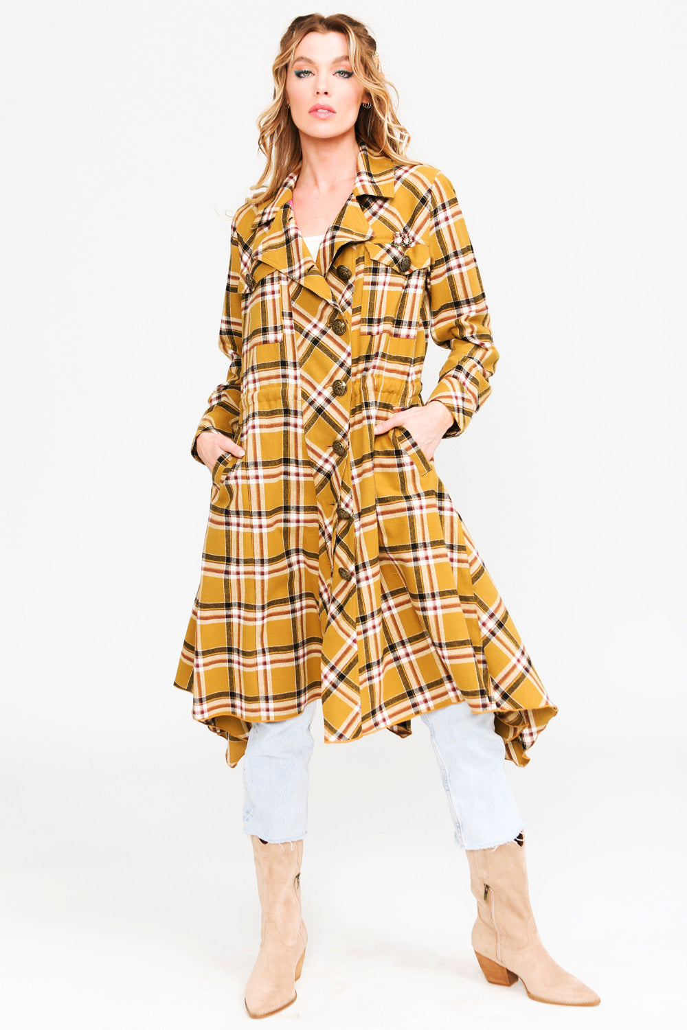 Coco Plaid Trench Coat - La De Da